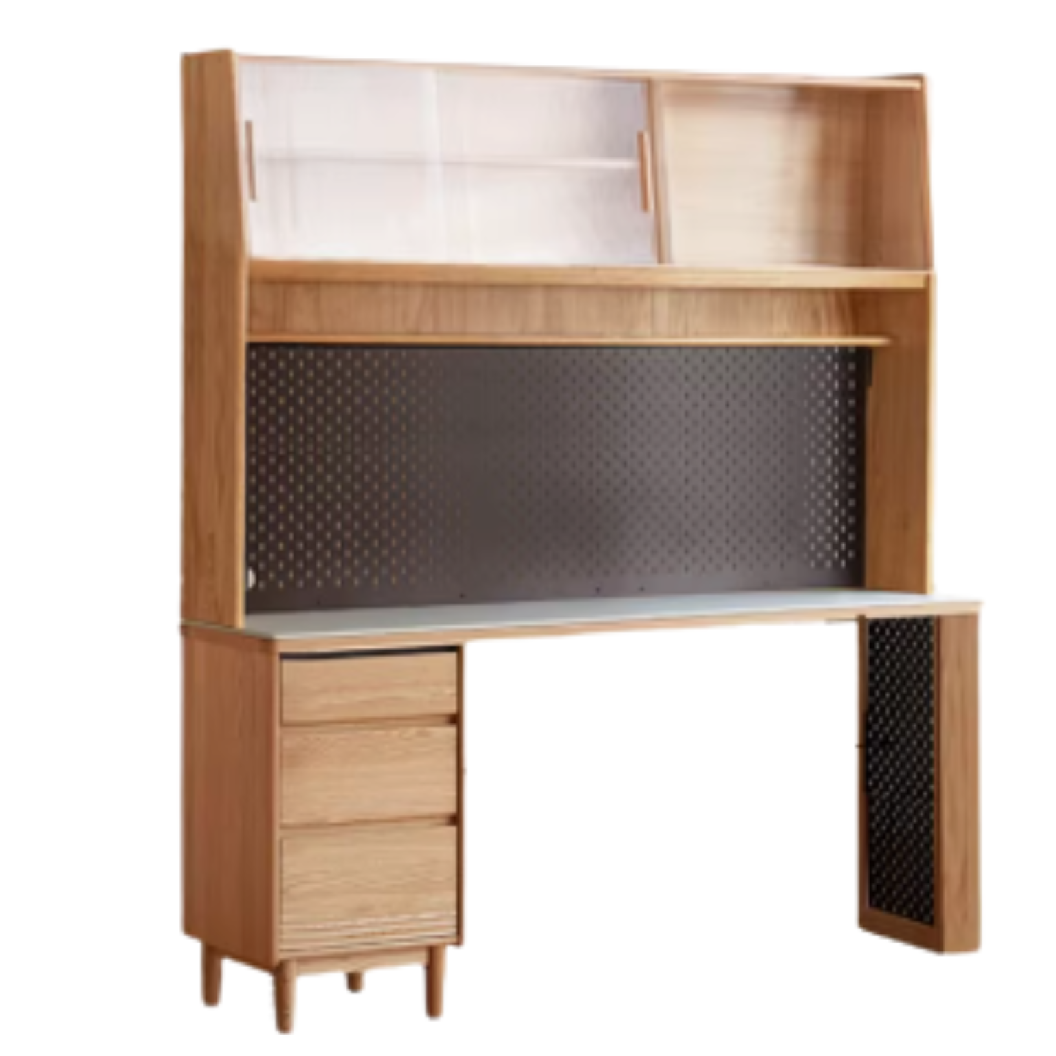 Solid Oak and Ash Wood Modern Rock Board Sideboard - Stylish Storage for Living Room, Dining Room, or Entryway