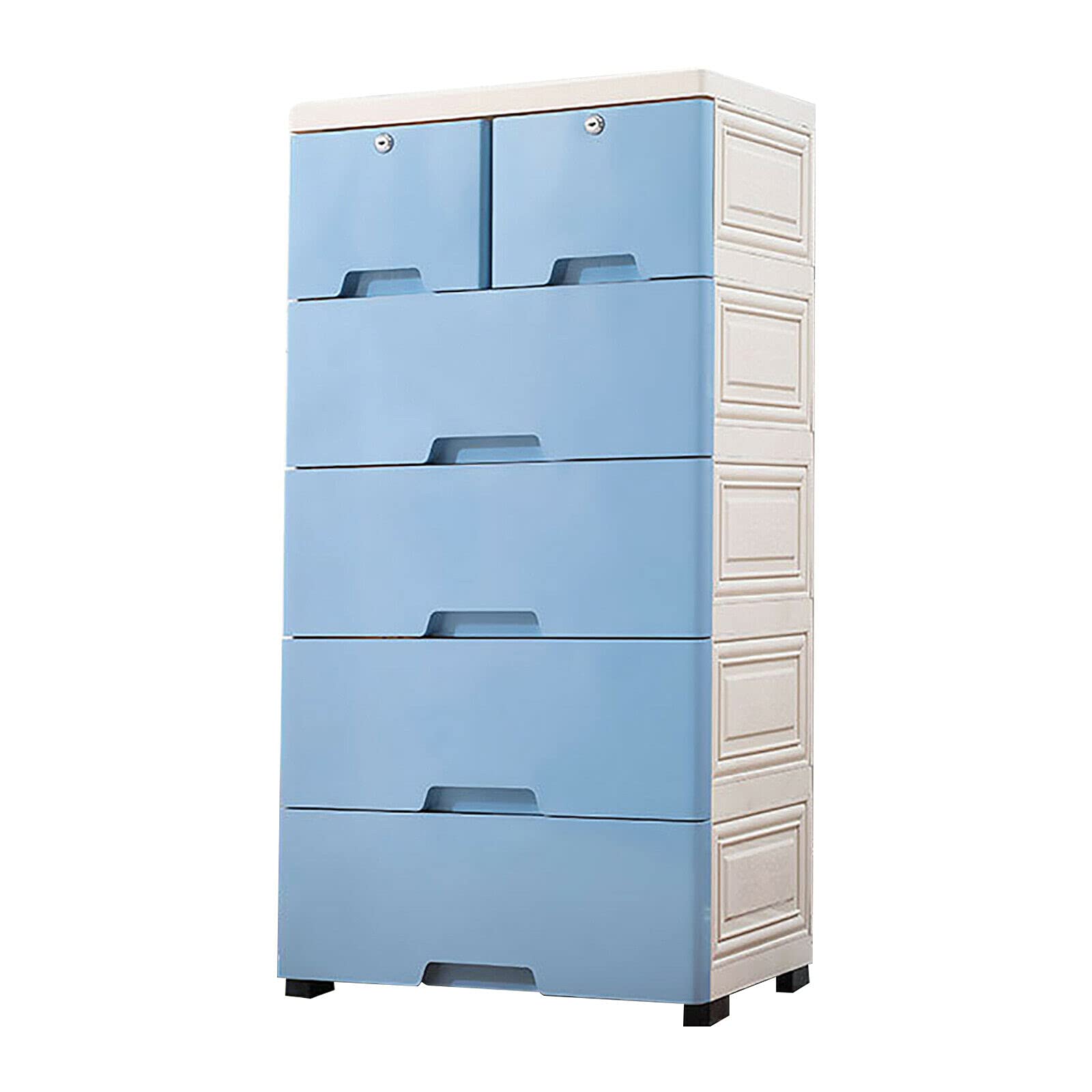 6-Drawer Plastic Storage Tower Organizer - 40 x 19.7 Inch Portable Dresser Cabinet for Closet, Bedroom & Office (Blue) - Perfect for Clothes, Toys & Home Organization