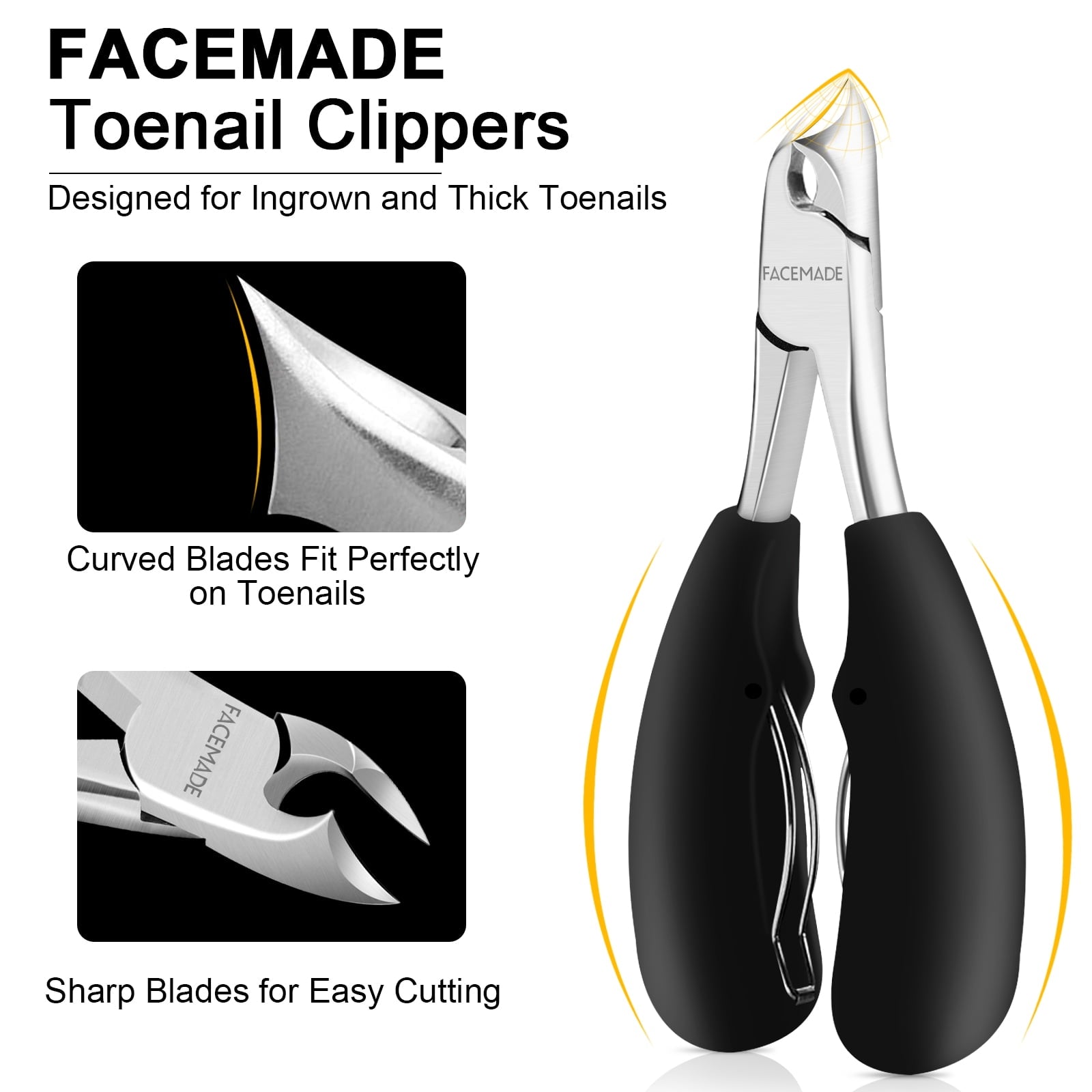 Professional Thick & Ingrown Toenail Clippers Set for Men & Seniors - Heavy Duty Nail Trimmer with Non-Slip Handle - Perfect for Thick, Hard, or Ingrown Toenails at Home or Travel