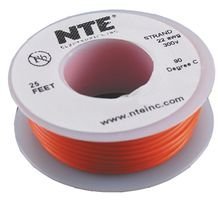 NTE ELECTRONICS WH22-03-25 22AWG Hook-Up Wire, 25FT, Copper, Orange (10 Pieces) - Perfect for DIY Electronics, Automotive Wiring, and Home Electrical Projects