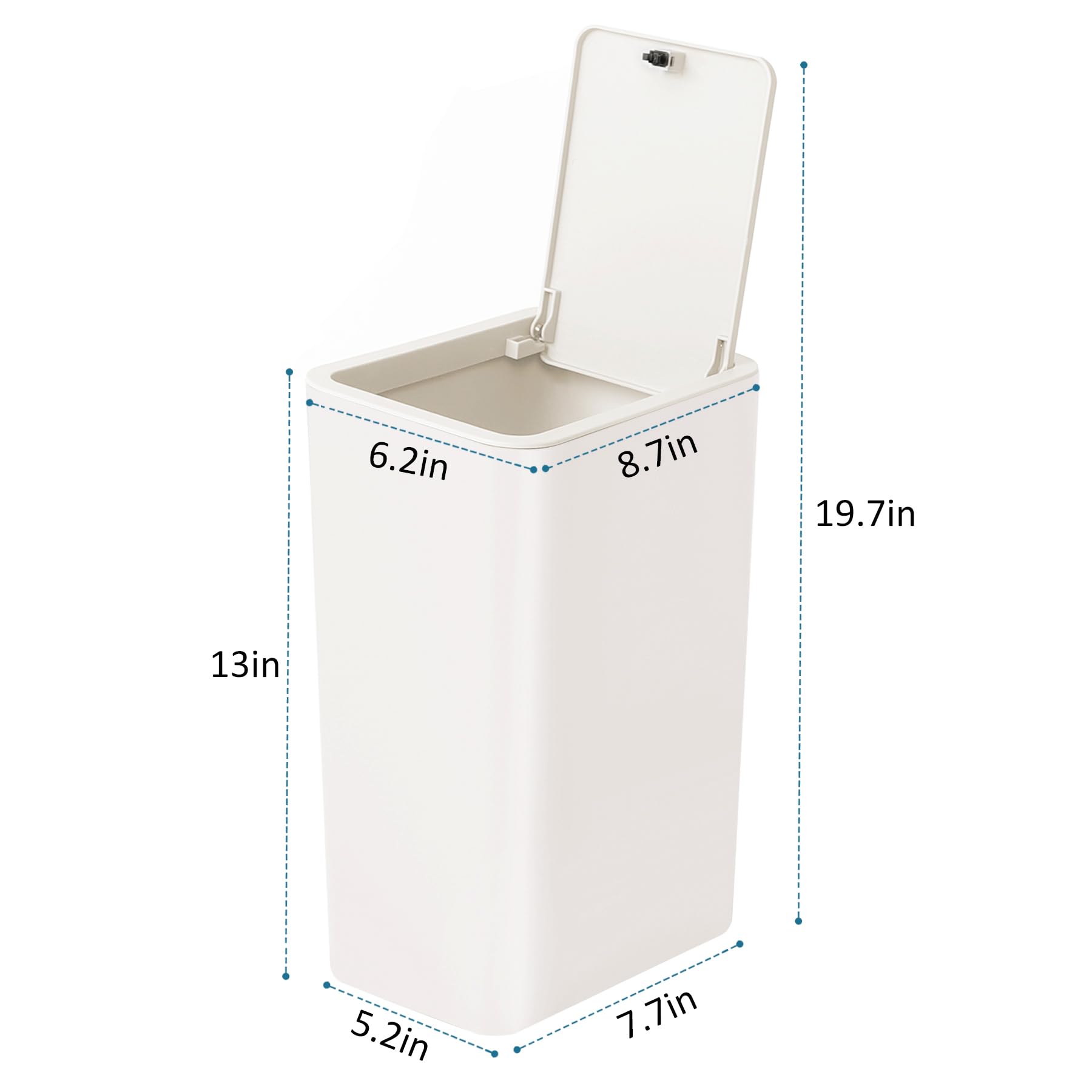 TIPGO 10L/2.6 Gallon Slim Bathroom Trash Can with Pop-Up Lid - Small Garbage Bin for Kitchen, Bedroom, Office & Living Room - Odor Control Waste Basket (White) | Perfect for Tight Spaces & Modern Home Decor