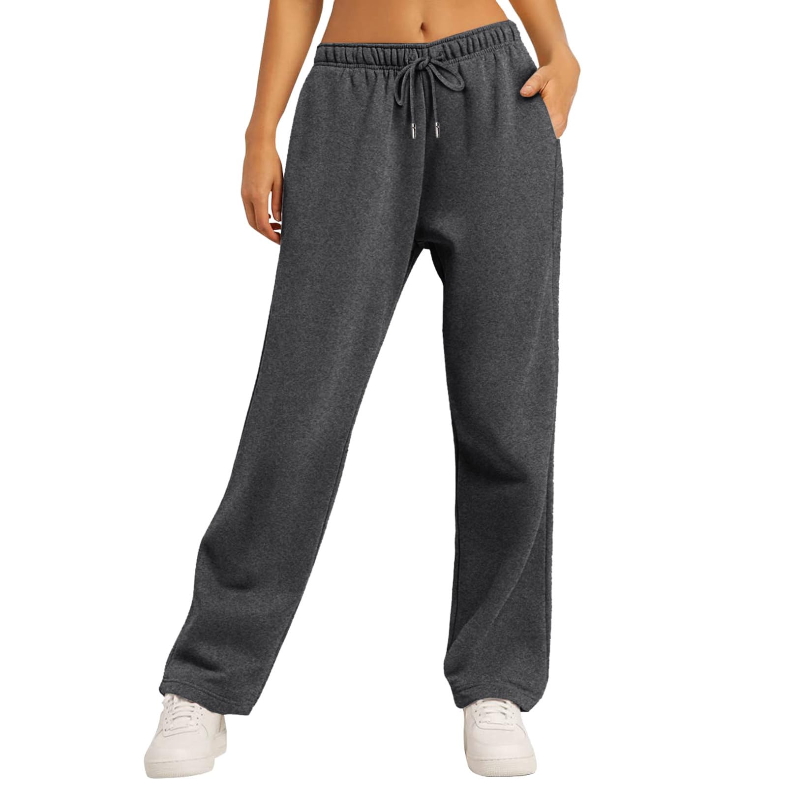 Women's High Waist Wide Leg Sweatpants - Casual Drawstring Joggers with Pockets | Baggy Lounge Pants for Yoga, Workout & Relaxation at Home