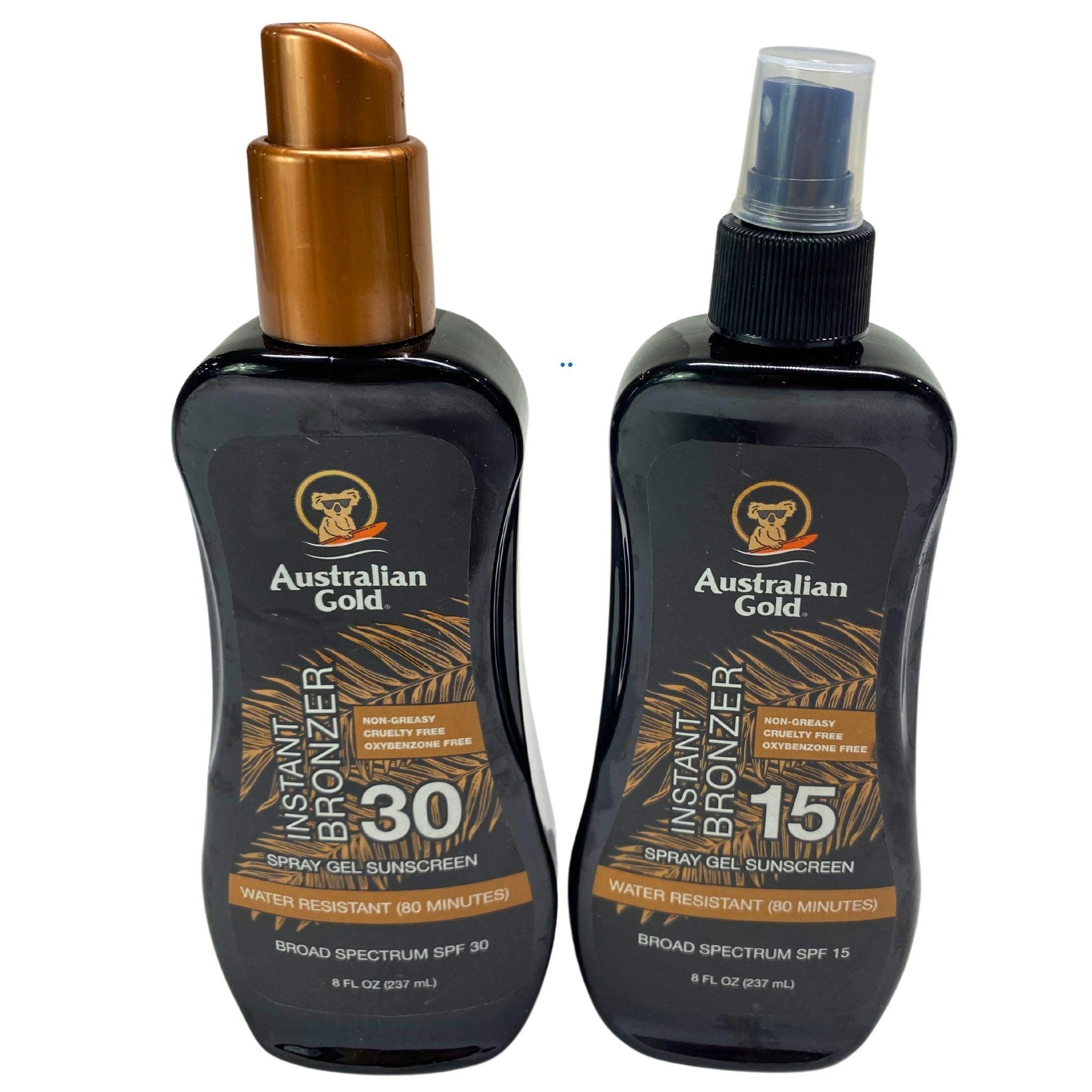 Australian Gold & L'Oreal Sublime Bronze Tinted Sunscreen & Self Tanning Lotion Set (30 SPF & 50 SPF) - 32 Piece Lot for Beach, Pool & Summer Vacation Protection