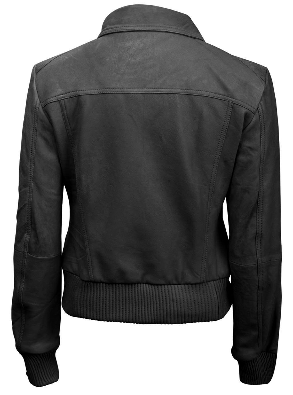 **Genuine Leather Bomber Jacket for Women - Black, Tan & Brown - Missy & Plus Size - Stylish Outerwear for Casual & Night Out**