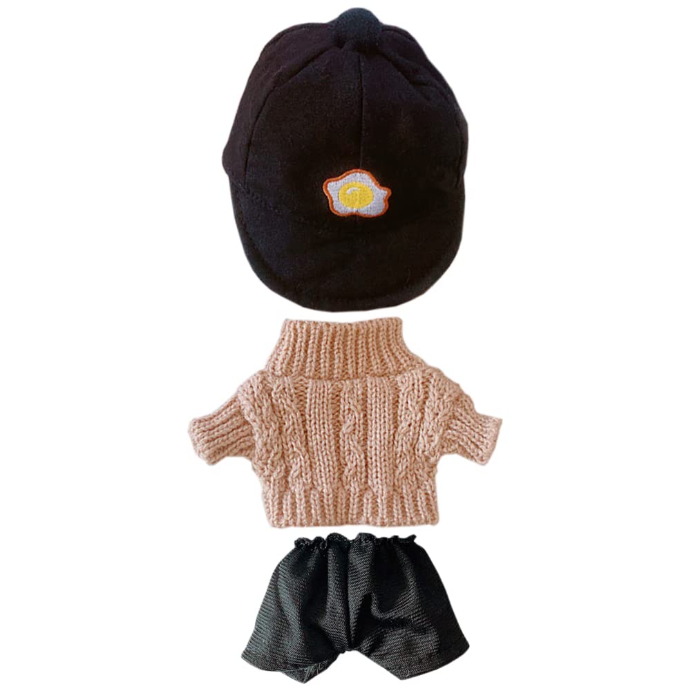 Niannyyhouse Egg Cap Sweater Pants 3-Piece Set for 7.8in (20cm) Plush Dolls - Cute Outfit & Accessories for Stuffed Animals - Perfect for Dress Up, Collecting & Display