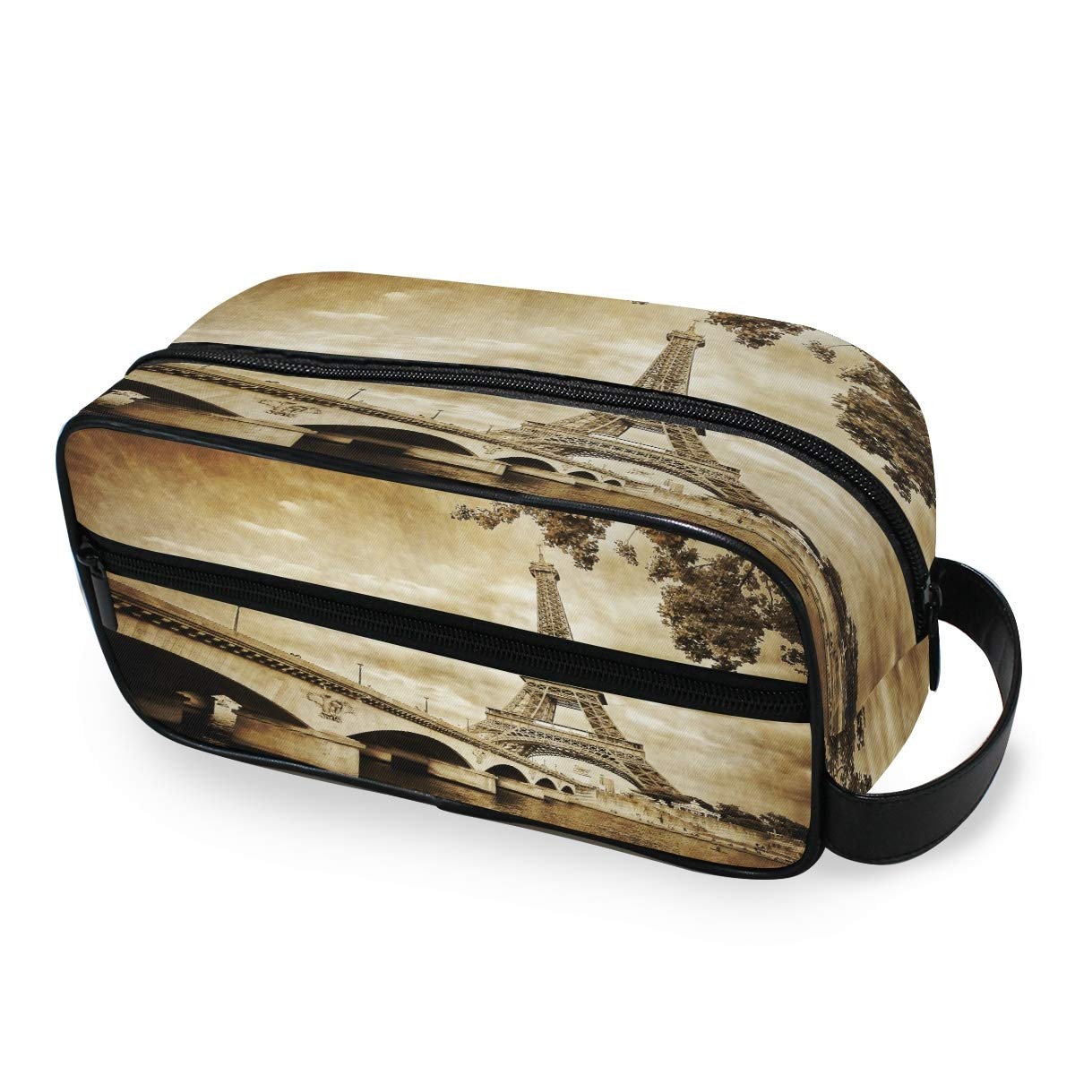 Eiffel Tower Themed Travel Toiletry Bag - Waterproof Dopp Kit for Men & Women, Kids Bathroom Organizer, Makeup & Cosmetic Pouch for Business Trips, Outdoor Activities & Camping