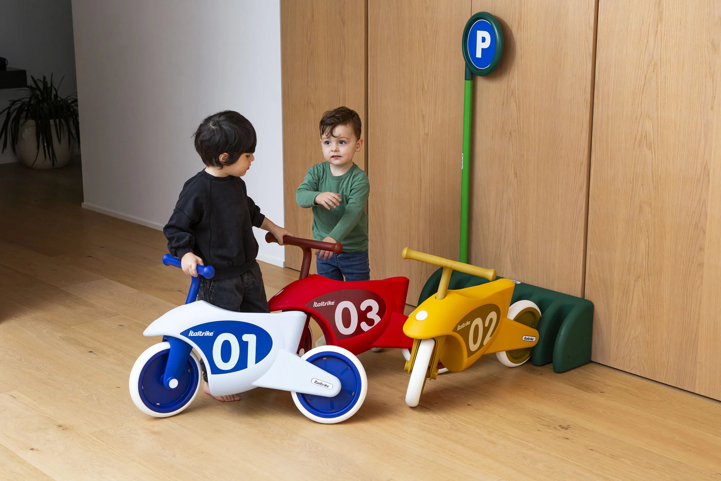 Italtrike® Village Parking Rack - Kids Bike & Trike Storage Organizer for Home, Garage, or Playroom - Durable Toy Vehicle Holder for Toddlers & Children