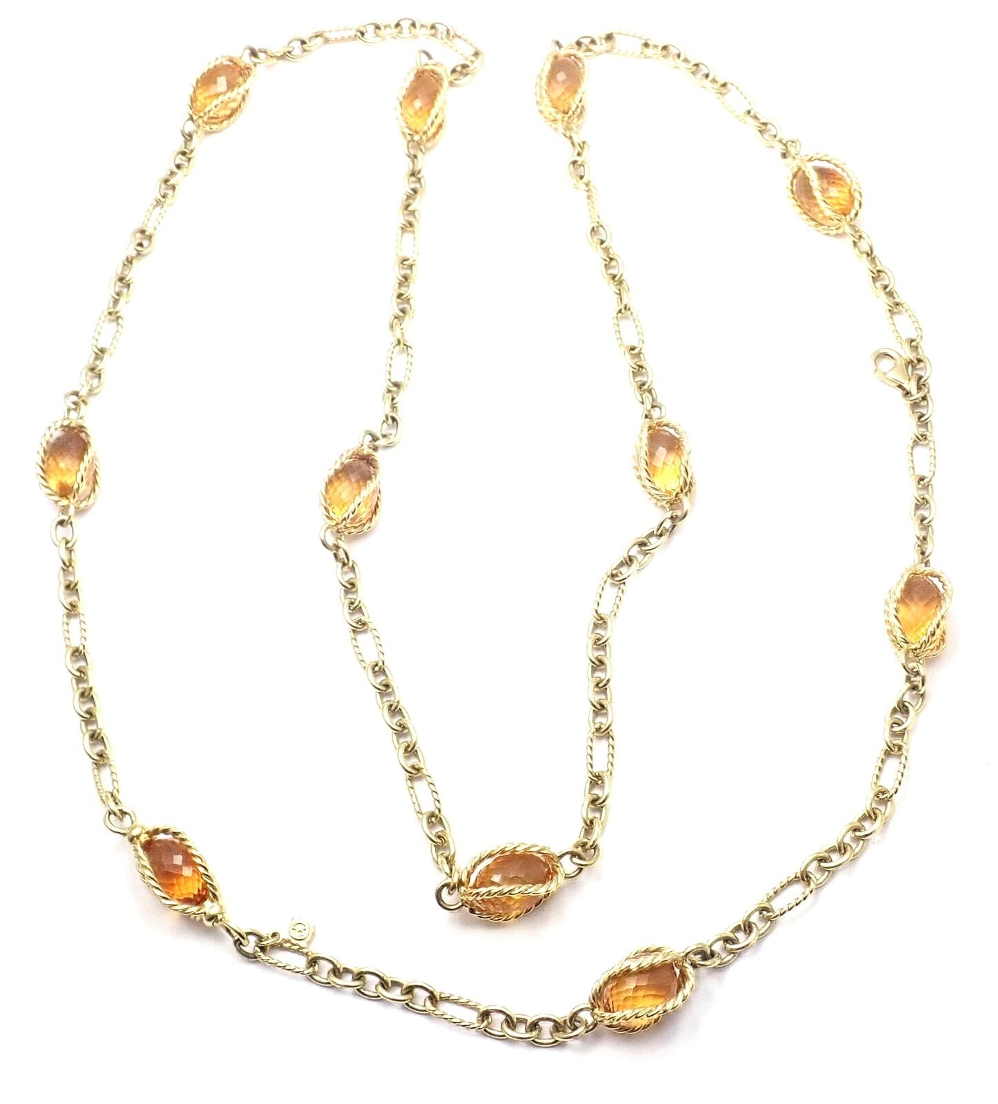 David Yurman 18k Yellow Gold Citrine Figaro Link 40