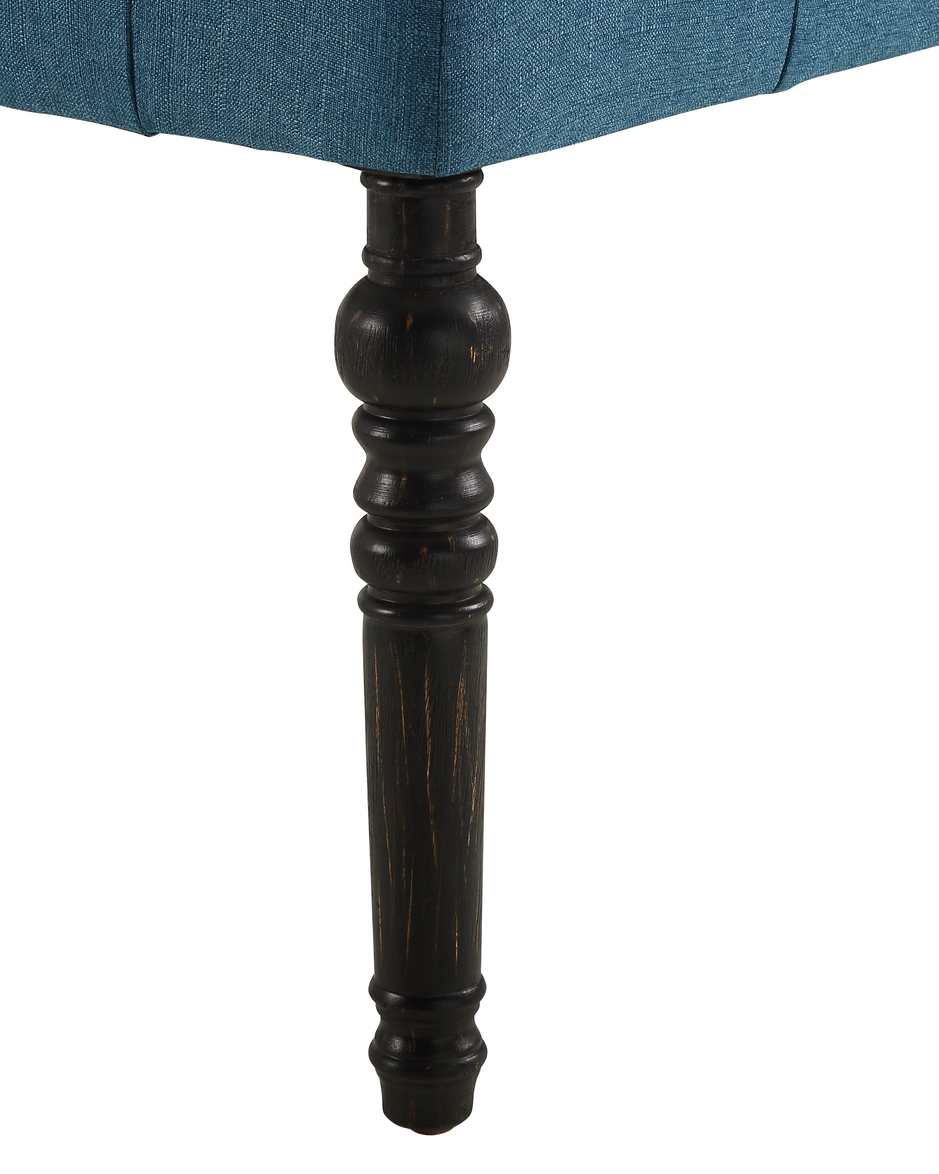 Roundhill Furniture Leviton Fabric Tufted Turned Leg Dining Bench - Blue Upholstered Seat for Kitchen, Dining Room & Entryway - Comfortable & Stylish Home Decor