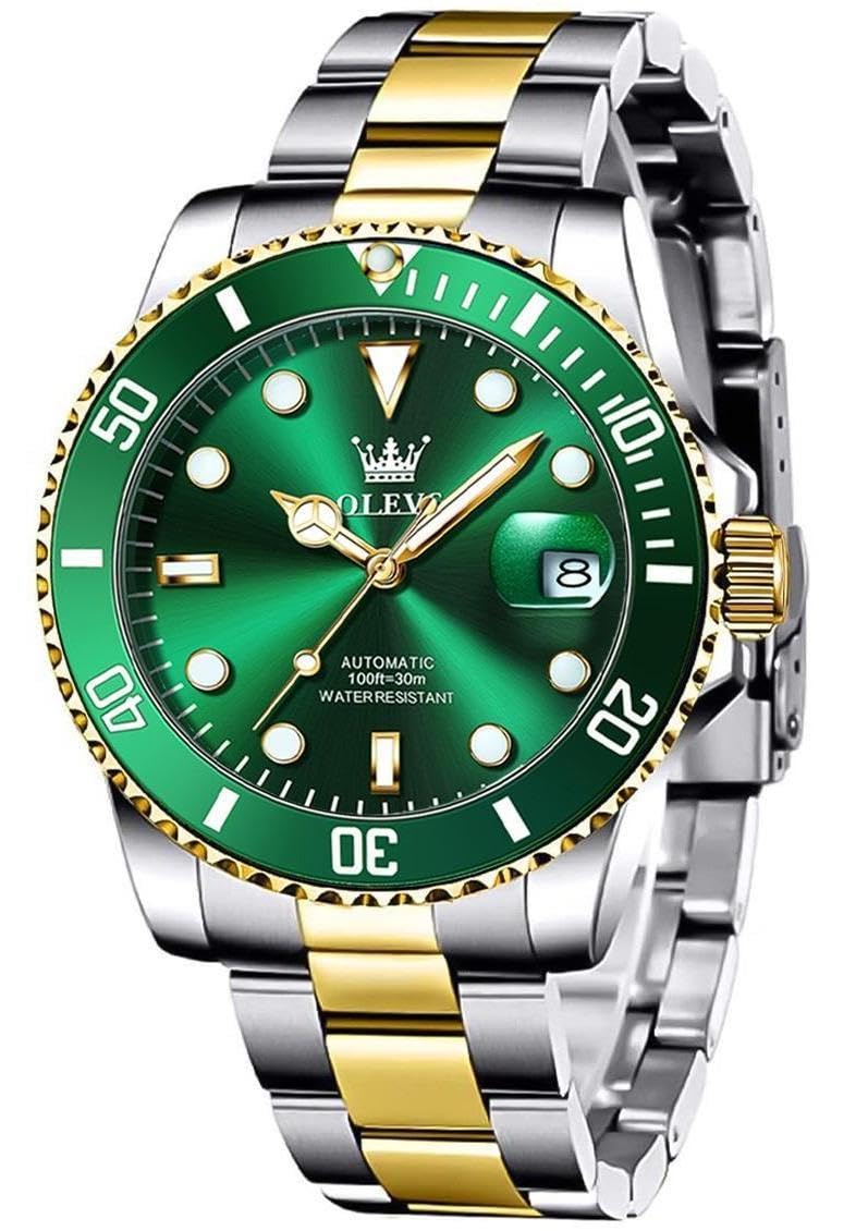 OLEVS Men's Automatic Mechanical Watch - Skeleton Hollow Out Design, Waterproof, Stainless Steel Band - Perfect for Business, Casual & Formal Wear