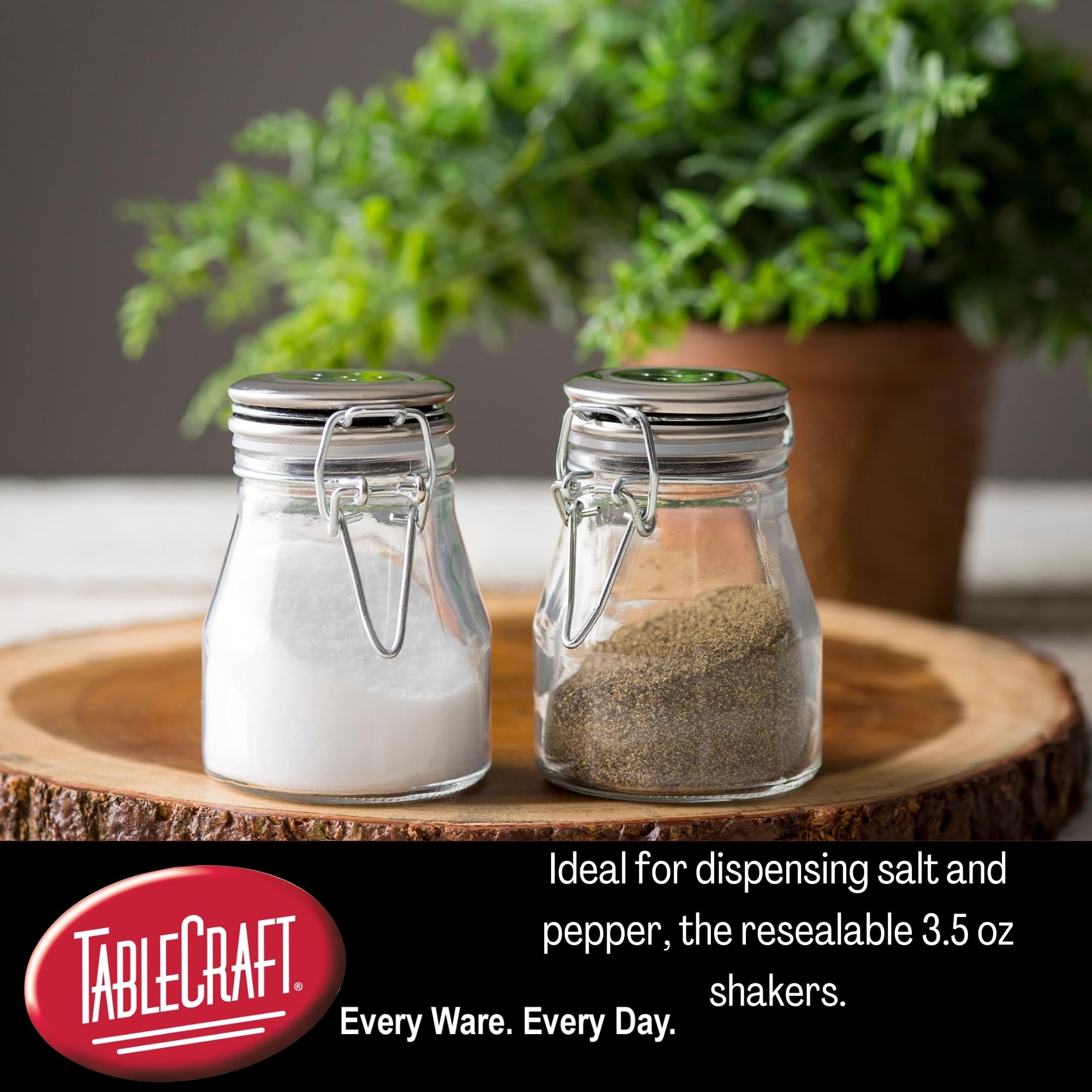 3.5 oz. Resealable Salt and Pepper Shaker Set with Stainless Steel Clip Top - Perfect for Kitchen, Camping, and Travel Use