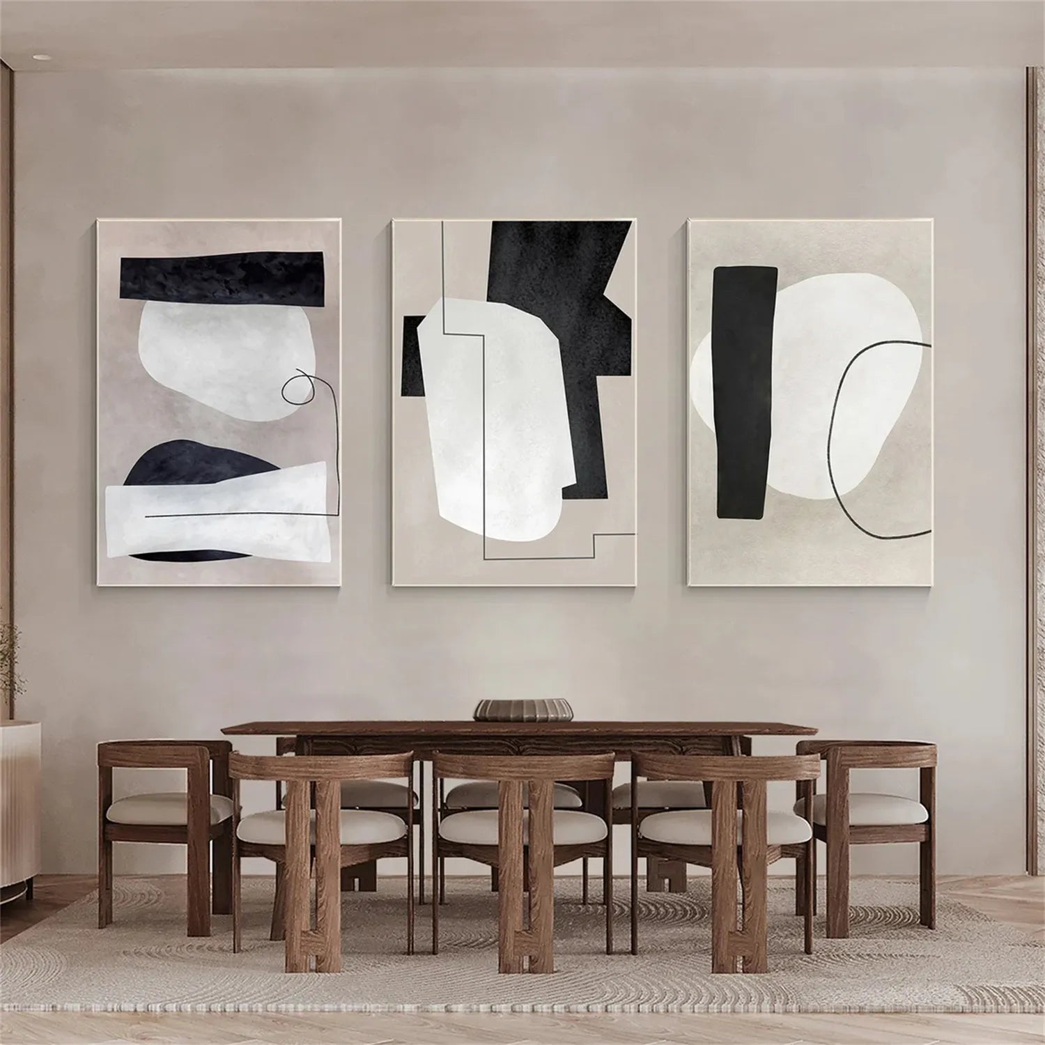 Custom Abstract Tranquility Wall Art Set of 3 - Modern Canvas Paintings for Living Room, Bedroom & Office Decor #WS179