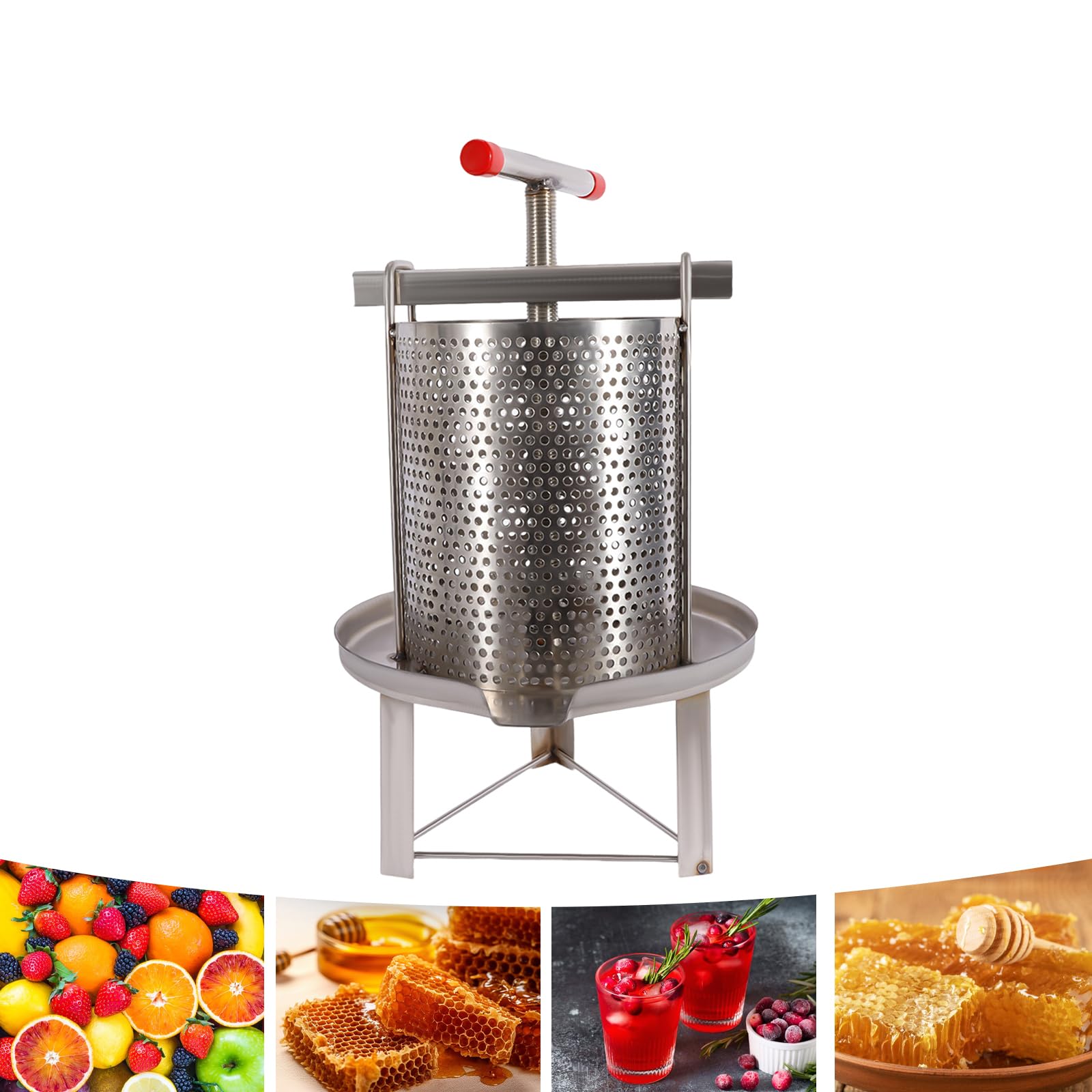 Stainless Steel Manual Honey Press Extractor - T-Shaped Honey & Fruit Press for Wine, Juice, Pepper & Oil Making | Perfect for Home Brewing, DIY Honey Extraction & Small Batch Food Processing