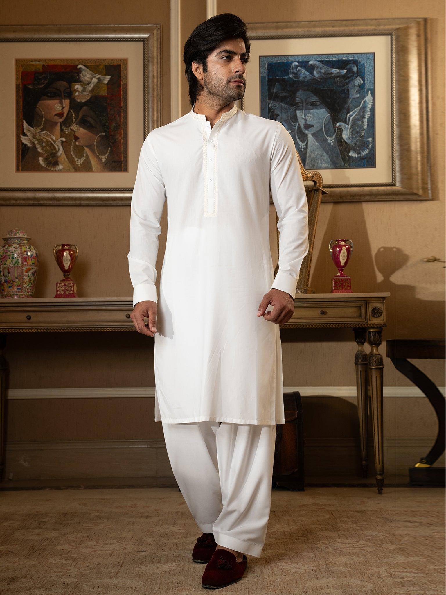 Blended Stripes Blane De Blane Kurta Trouser by J. Junaid Jamshed - Stylish Ethnic Wear for Men - Perfect for Festivals, Weddings & Special Occasions