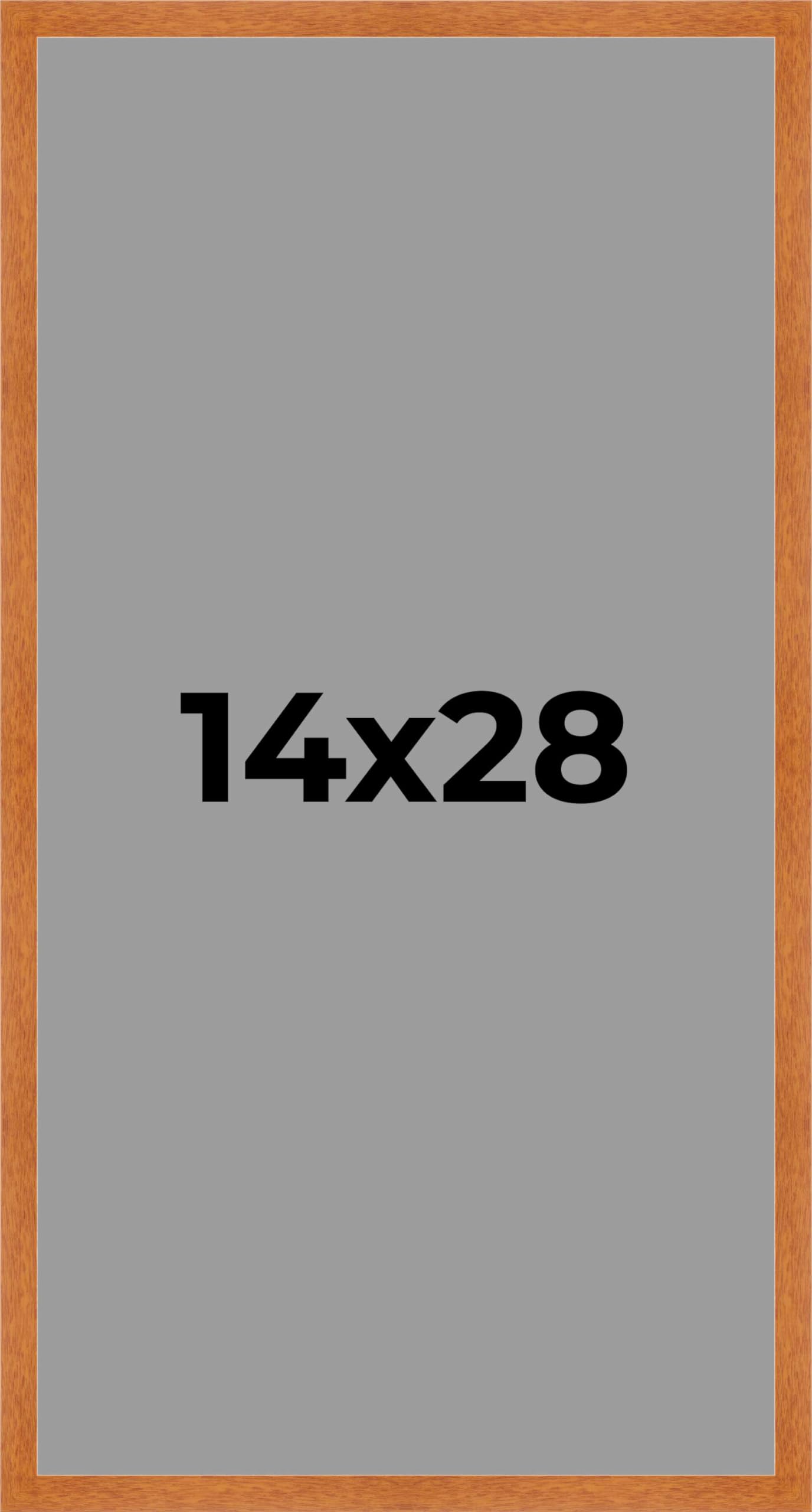 Honey Pecan 14x28 Wooden Shadow Box Display Frame with Silver Acid-Free Backing, UV-Protected Acrylic & Hanging Hardware - 3/4