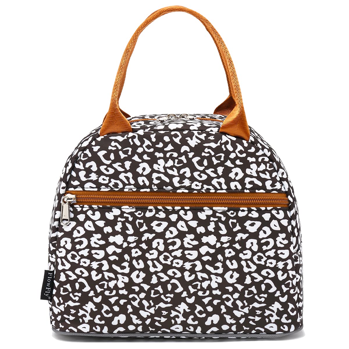FlowFly Insulated Lunch Bag Tote - Reusable Lunch Cooler Organizer for Women & Men, Cow Print Design - Perfect for Work, School, Picnics & Outdoor Activities