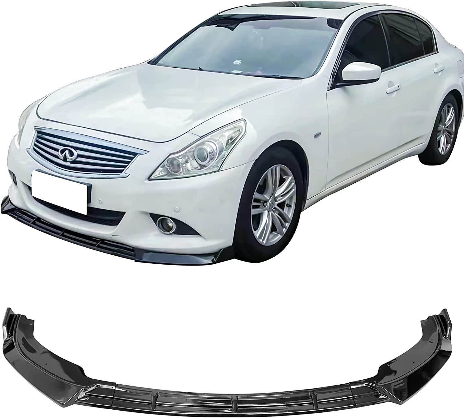 2010-2013 Infiniti G37 Sedan Front Bumper Lip Spoiler (Non-Sport Models) - 3 Piece PU Plastic Splitter for Enhanced Aerodynamics & Sporty Look - Perfect for Car Enthusiasts & Street Racing