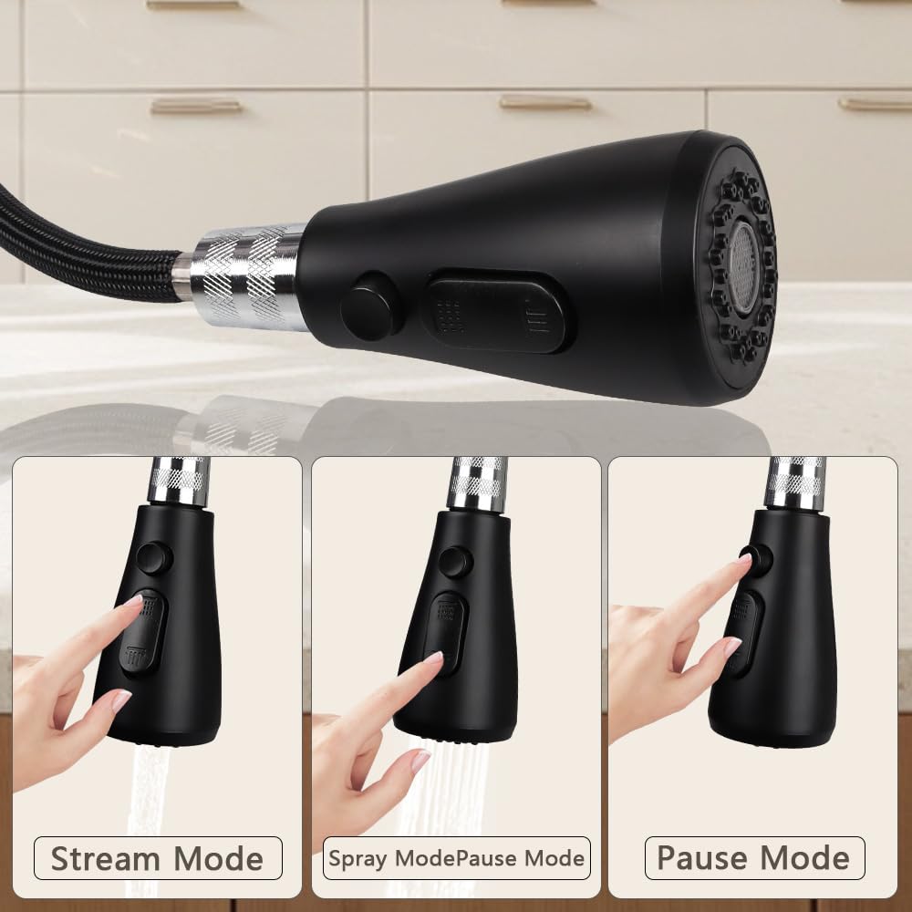 Black High Arc Single Handle Kitchen Faucet with Pull Down Sprayer, Commercial Modern Stainless Steel Faucet for RV, Home, and Restaurant Use