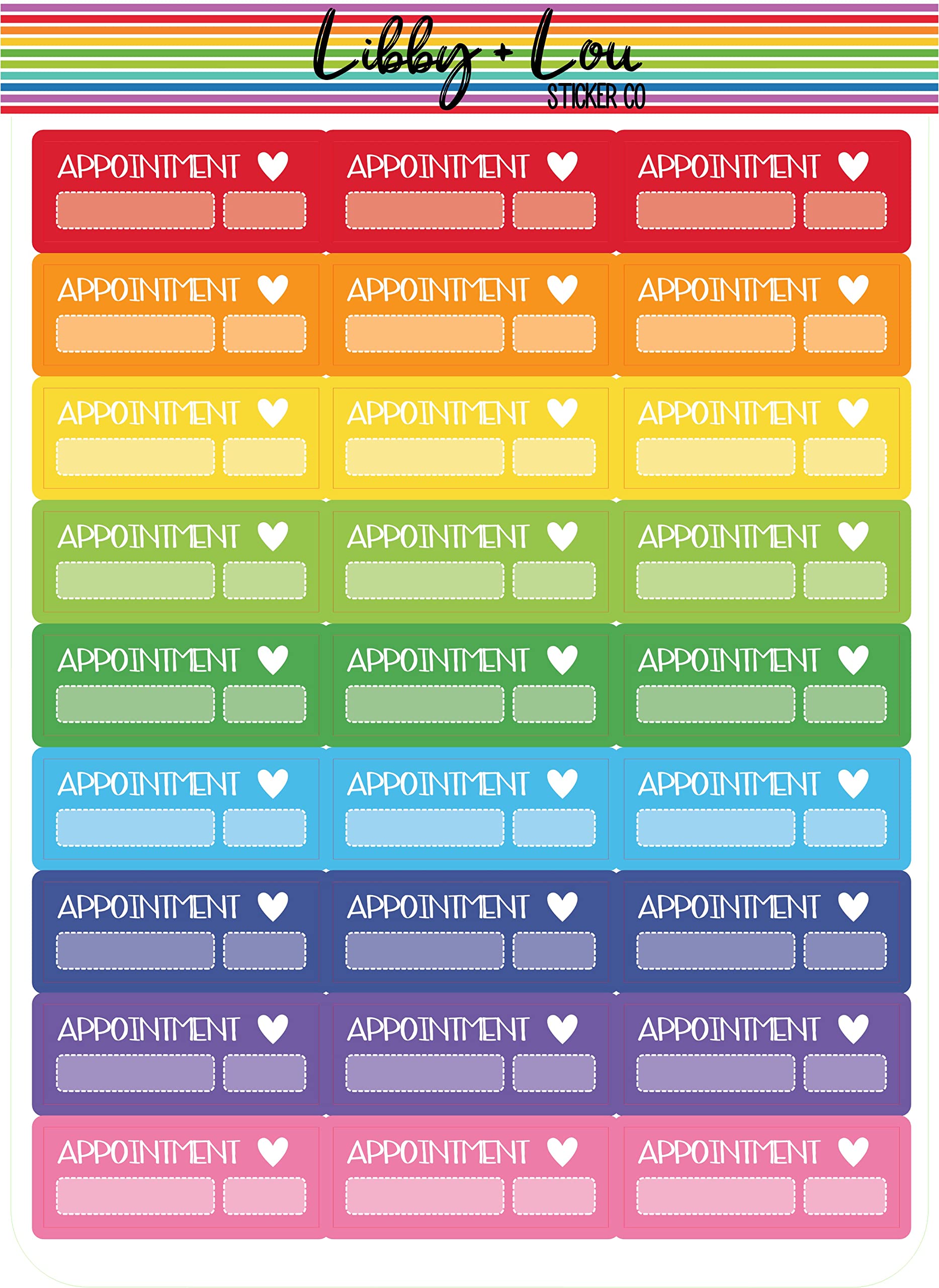 Rainbow Appointment Planner Stickers for Organizing - Libby & Lou Co