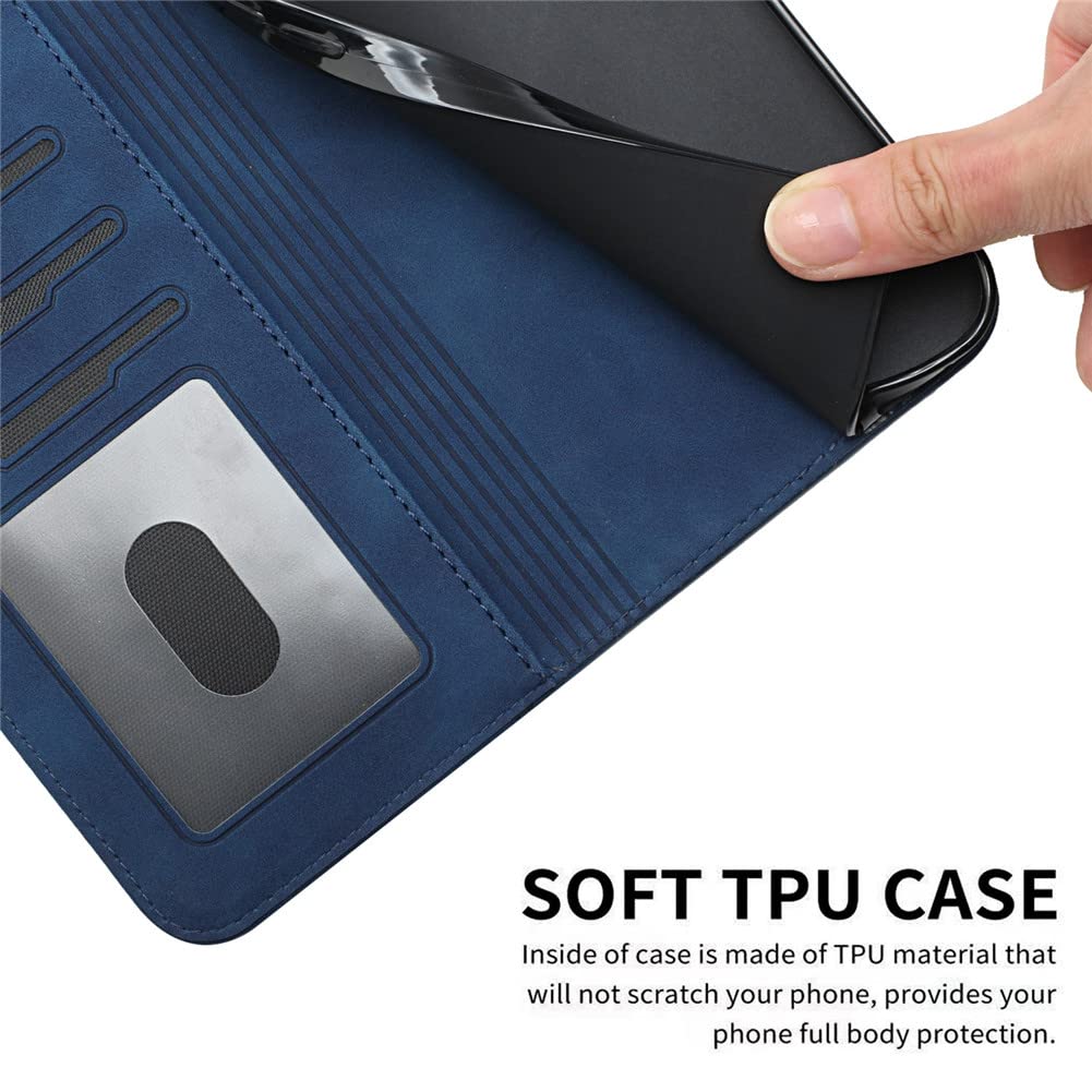 Premium Leather Wallet Case for OnePlus 10 Pro 5G - Magnetic Flip Cover with Card Holder & Kickstand (Smile Blue) | Full Protection Phone Case for Business & Travel Use