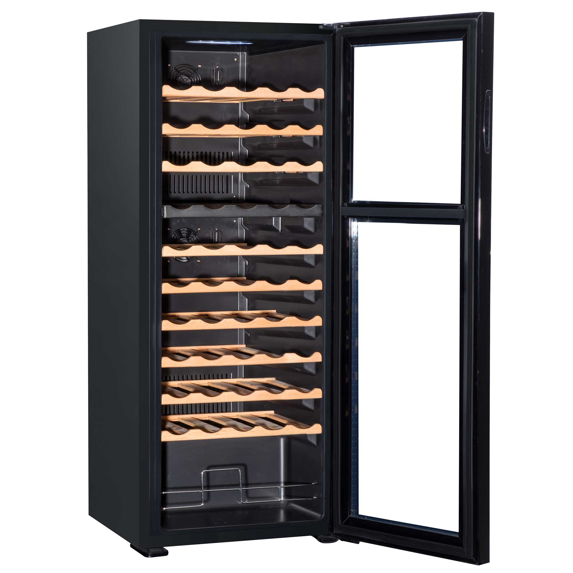Baridi 55 Bottle Dual Zone Wine Cooler Refrigerator with Touch Controls, Wooden Shelves & LED Display - Perfect for Home Bars, Restaurants, and Wine Cellars