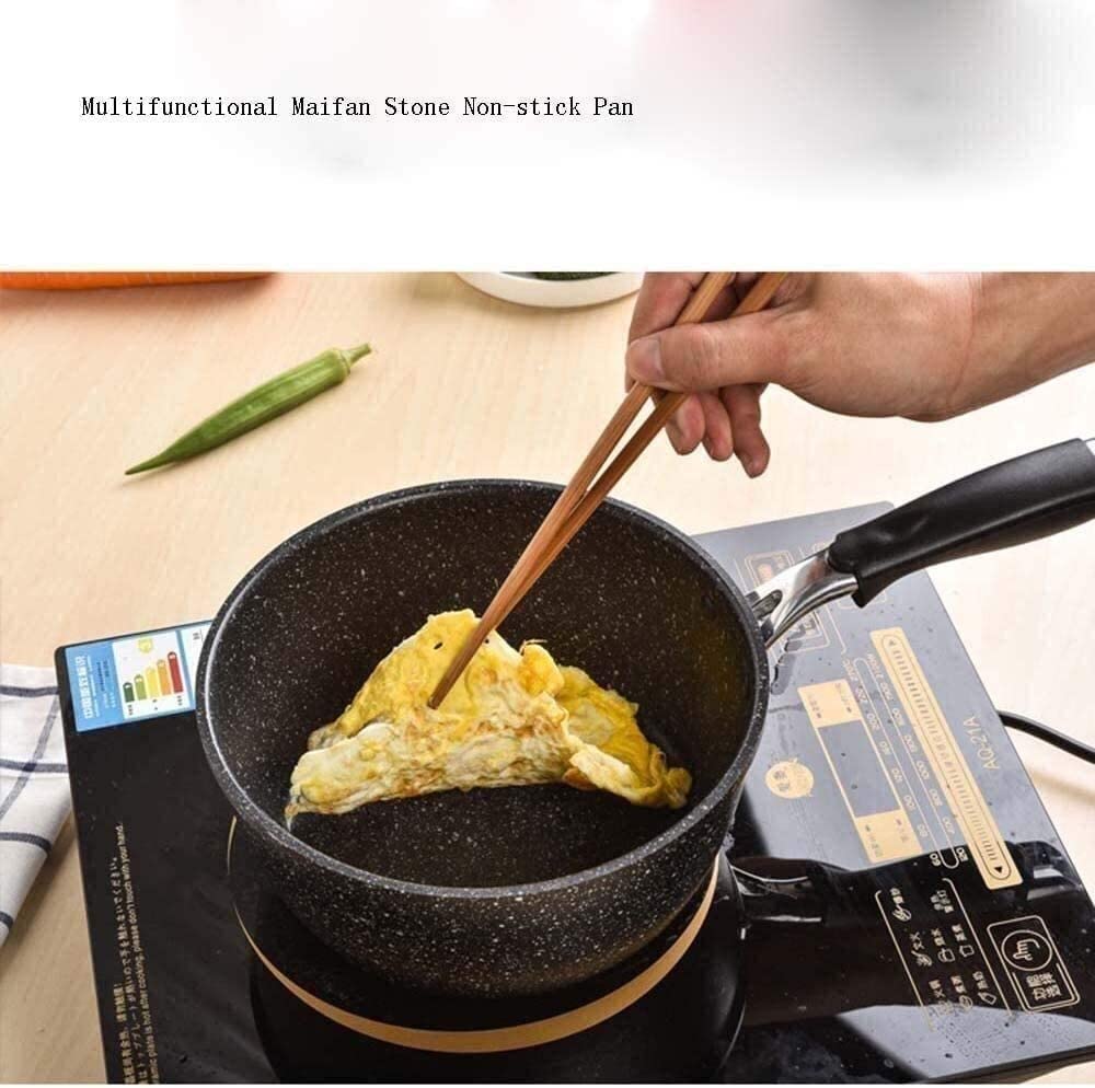 Premium Non-Stick Wok Maifan Stone Pot - Mini Milk Pot with Glass Lid for Gas Stove | Perfect for Cooking, Boiling Soup & Household Kitchen Use