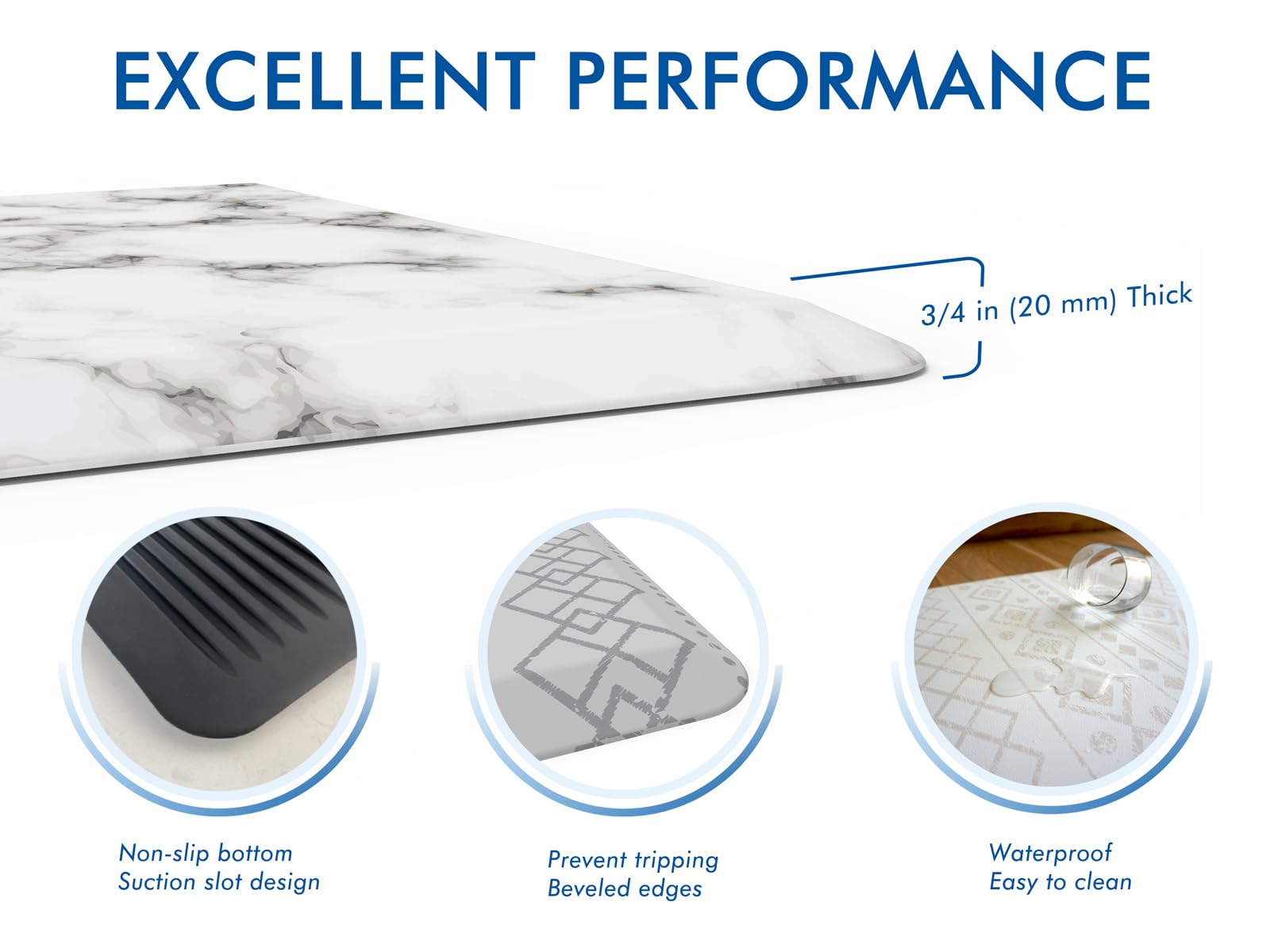 Klay Home Anti-Fatigue Kitchen Floor Mat - 3/4