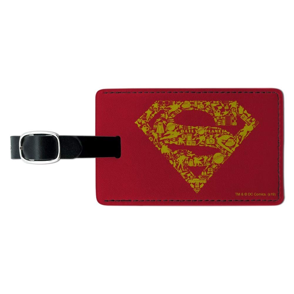 Superman Logo Rectangle Leather Luggage Tag - Durable Carry-On ID Tag for Travel Bags | Perfect for Suitcases, Backpacks & Travel Accessories