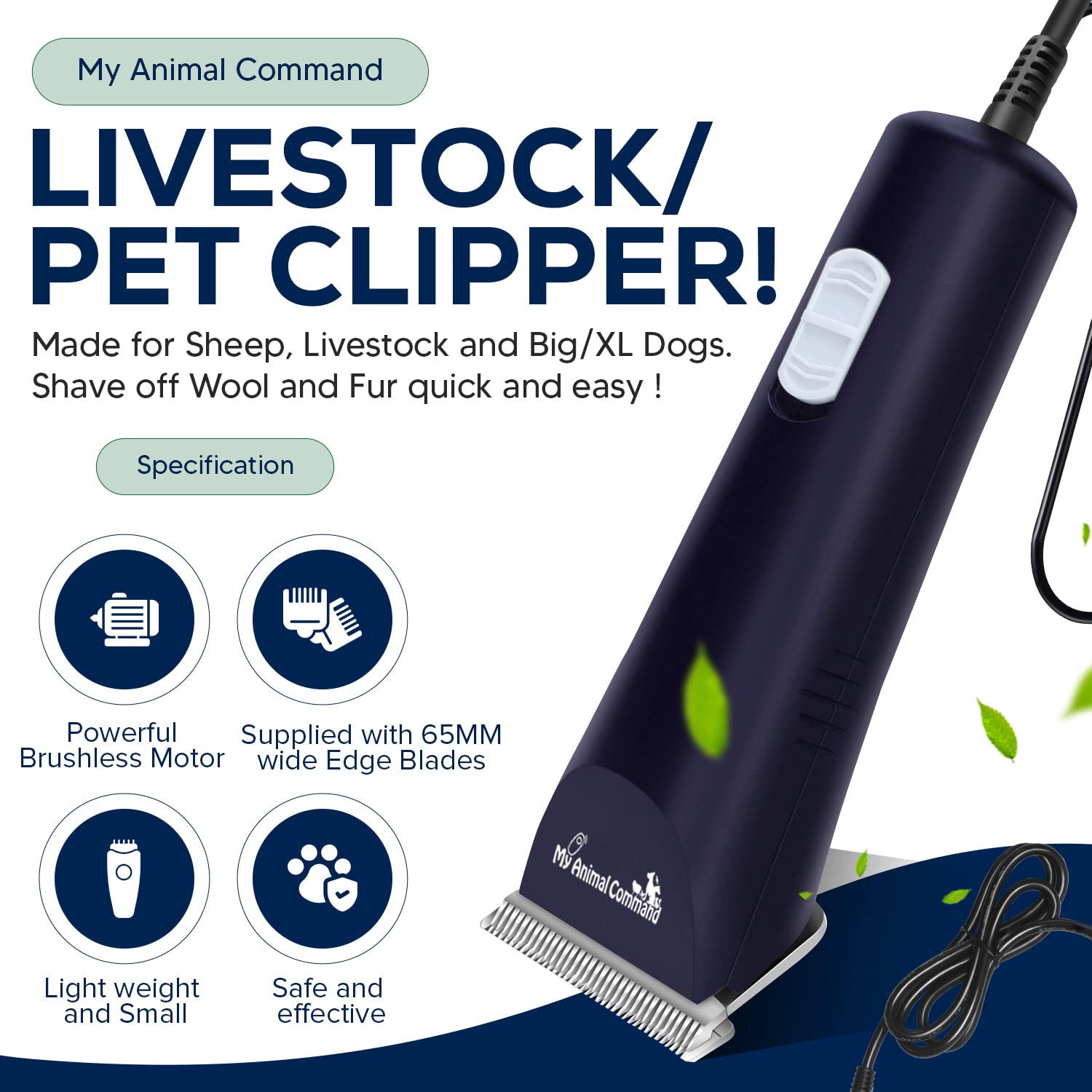 Professional Livestock & Pet Grooming Clippers - Lightweight Powerful Brushless Motor Trimmer for Sheep, Horses, Pigs, Farm Animals & XL Dogs - Perfect for Thick Coat Trimming, Farm Maintenance & Animal Rescue Care