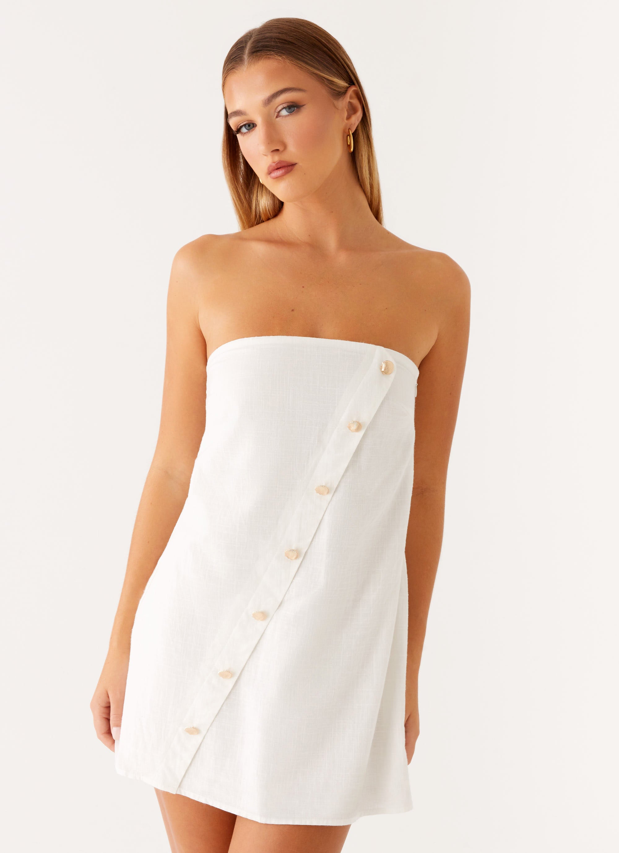 Hazel Mini Dress for Women - Elegant White Summer Short Sleeve Party Dress | Perfect for Cocktail Parties, Date Nights & Beach Vacations