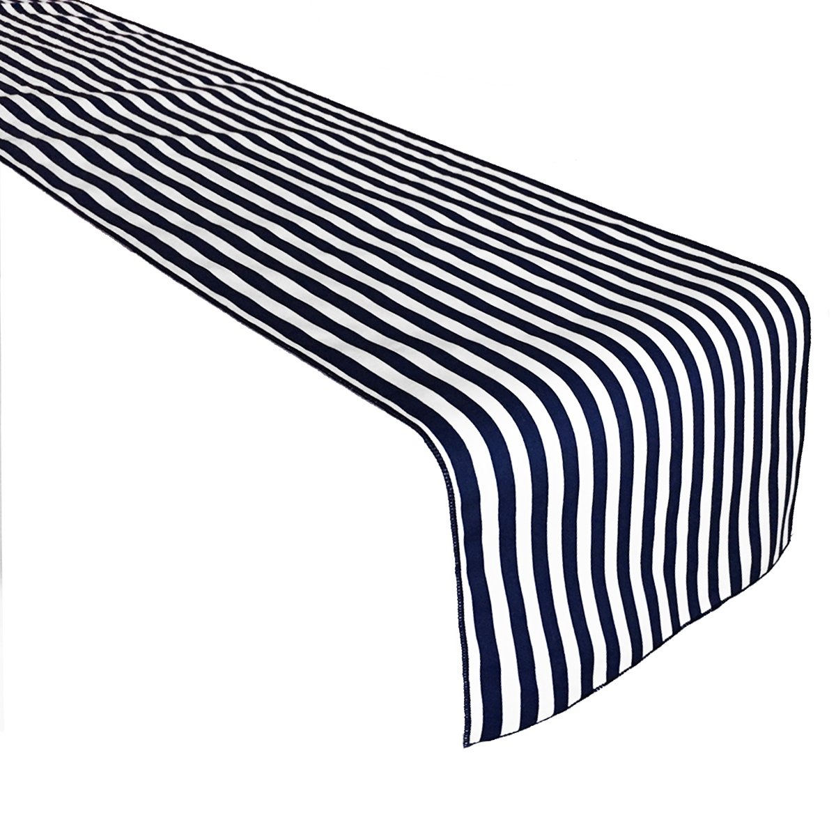 Premium Poly Cotton 1/2 Inch Striped Navy & White Table Runner - 12