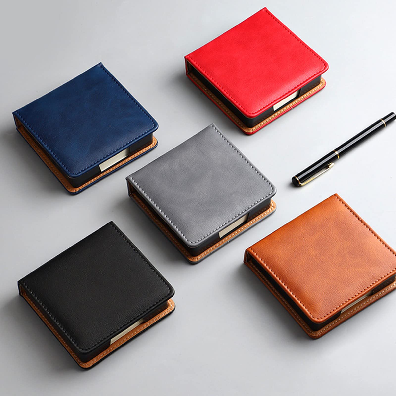 Premium Leather Note Pad Holder with Lid - Sticky Notes Dispenser & Name Card Organizer for Office, School, and Desk Use - Durable Memo Pad Storage Box for Daily Organization