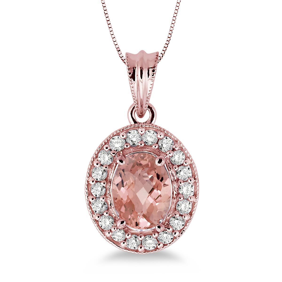 Exquisite Morganite & Diamond Pendant Necklace for Women - Elegant Rose Gold Jewelry Gift for Anniversary, Valentine's Day & Special Occasions