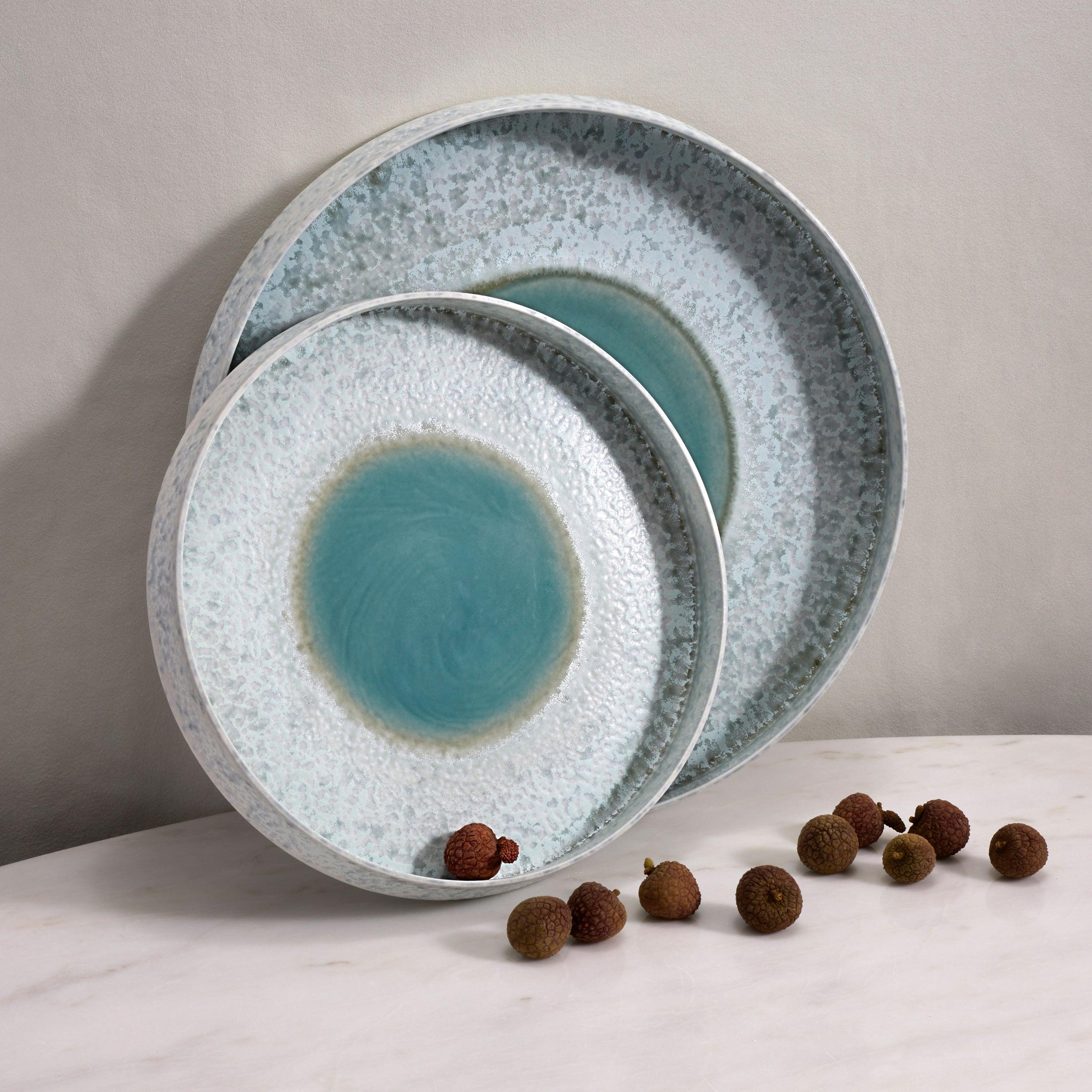 Terra Round Platter Large Seafoam - Elegant Ceramic Serving Dish for Entertaining, Dinner Parties, and Home Decor | Perfect for Appetizers, Cheese Boards & Charcuterie
