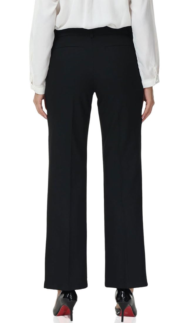 Soojun Women's Comfort Flex Waist Straight Leg Dress Pants - Professional Office Work Pants with Stretch for All-Day Comfort - Perfect for Business, Interviews & Formal Occasions