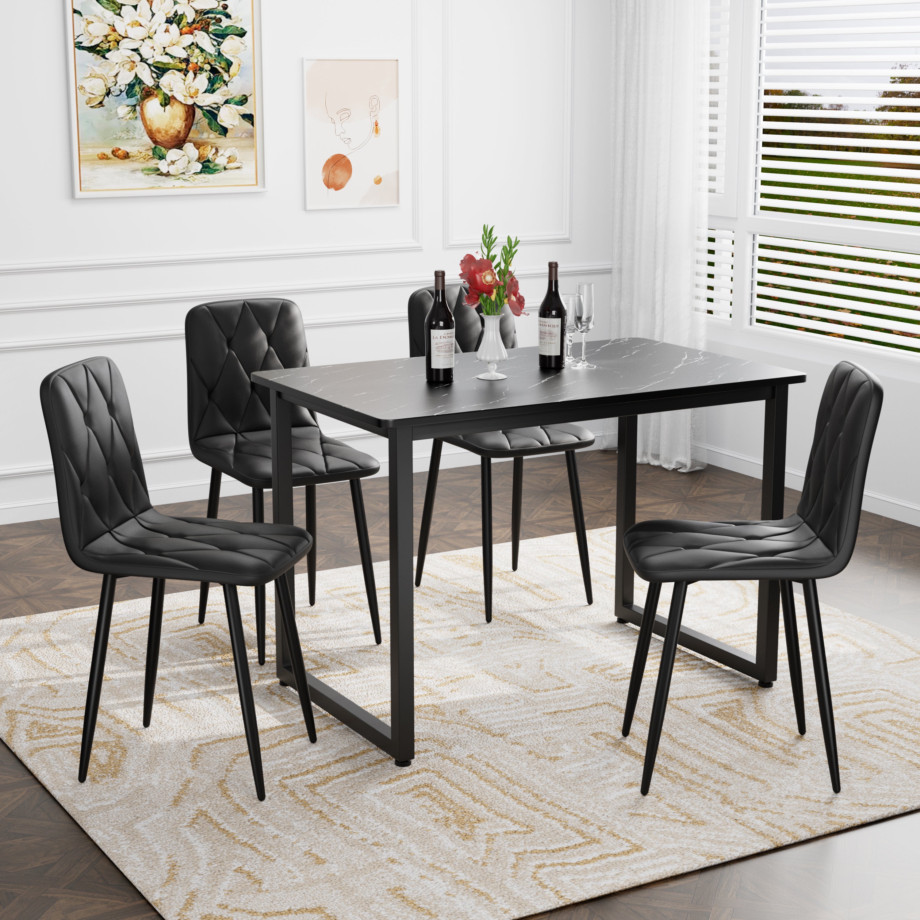 4 Pack Modern PU Upholstered Dining Chairs with Cushioned Seats & Sturdy Metal Legs - Elegant Kitchen & Dining Room Furniture for Home, Restaurant, or Office Use