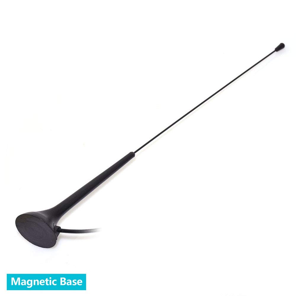 Bingfu Universal Magnetic Base Car Antenna - AM/FM Radio Antenna with DIN Plug for Vehicle, Truck, SUV, RV, Marine Boat - Compatible with Car Stereo, Audio Head Unit, CD & Media Receiver | Improved Signal Reception for Road Trips & Off-Road Adventures