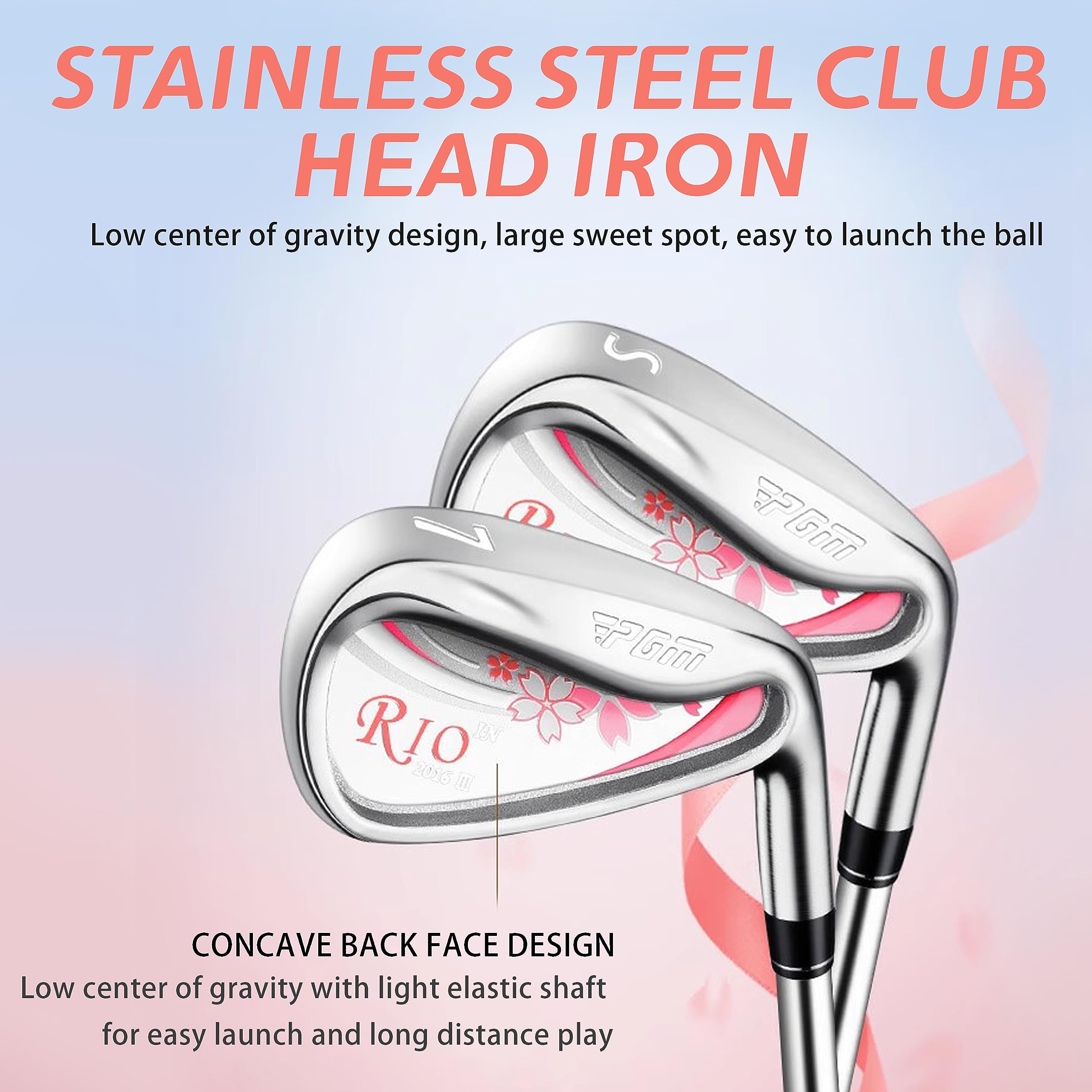 PGM Women's 4-Piece Golf Club Set - Titanium Driver, 2 Irons & Putter with Stand Bag - Graphite Shaft Right-Handed Clubs for Beginners - Perfect for Driving Range & Course Play