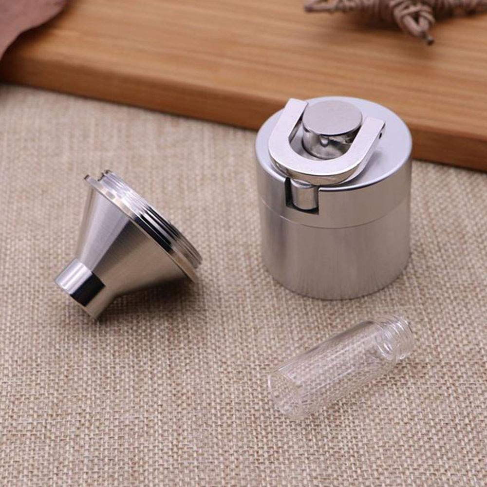 Premium Stainless Steel Hand Crank Spice Grinder with Glass Bottle & Funnel - Fine Powder Mill for Herbs, Tea, Coffee, Seasonings - Perfect for Kitchen, Camping, Travel & DIY Spice Blends