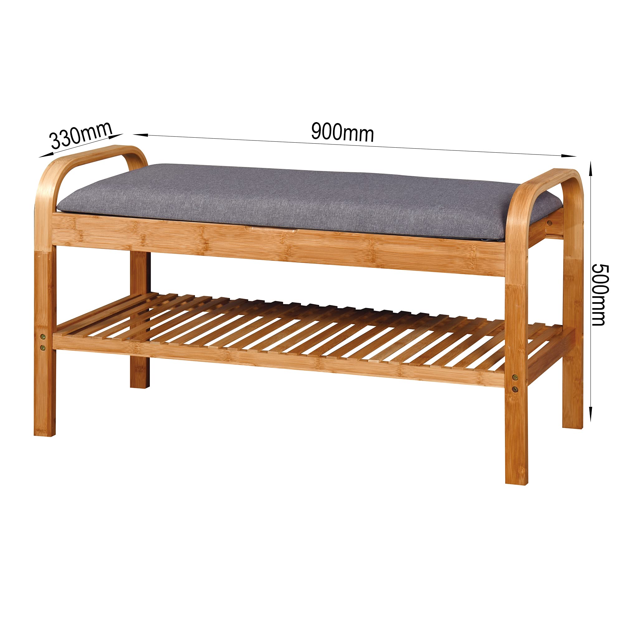 HomVent Shoe Bench with Storage - Small Entryway Bench Seat, Bamboo Shoe Rack & Stool with Cushion for Hallway, Living Room, Bedroom - Perfect for Organizing Shoes & Adding Seating Space