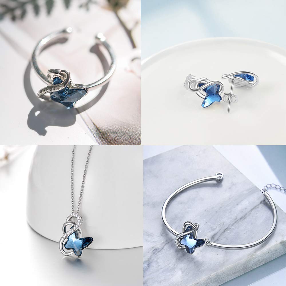 Hypoallergenic Sterling Silver Infinity Butterfly Stud Earrings with Austrian Crystals - Elegant Jewelry Gift for Women, Perfect for Anniversaries, Birthdays & Everyday Wear