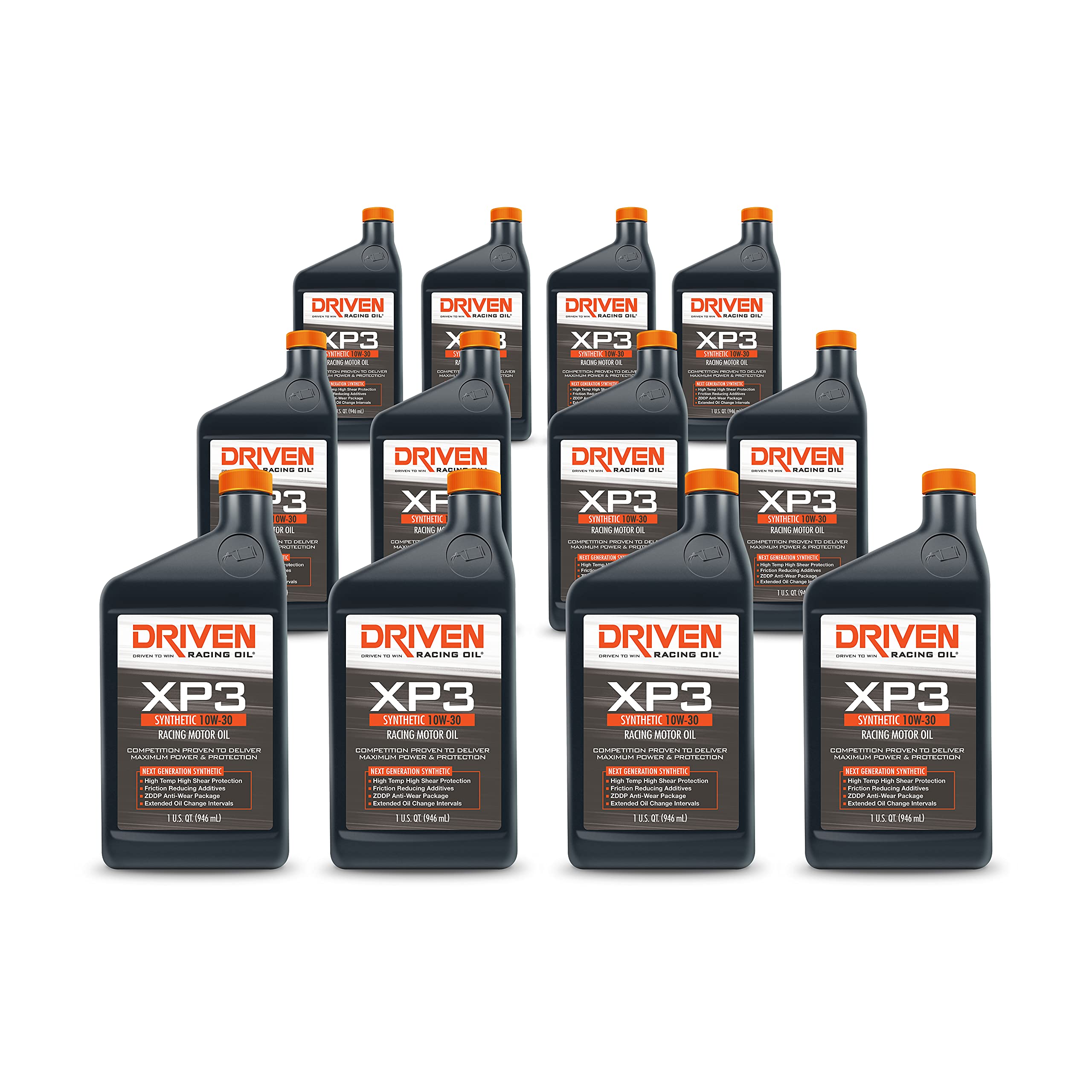 Driven Racing Oil XP3 Synthetic 10W-30 Motor Oil - 12 Quart Case (3 Gallons) | High Performance Engine Protection for Racing, Street & Off-Road Vehicles | Ideal for Track Days, Drag Racing & Daily Driving