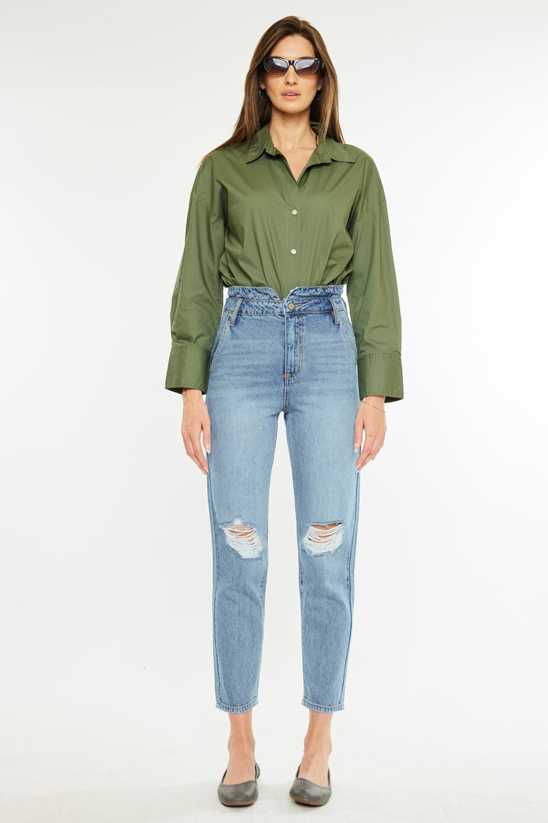Blossom Ultra High Rise Belted Mom Jeans - Women's Vintage Denim Pants for Casual & Streetwear Outfits | Perfect for Everyday Wear, Date Night & Fashion Styling