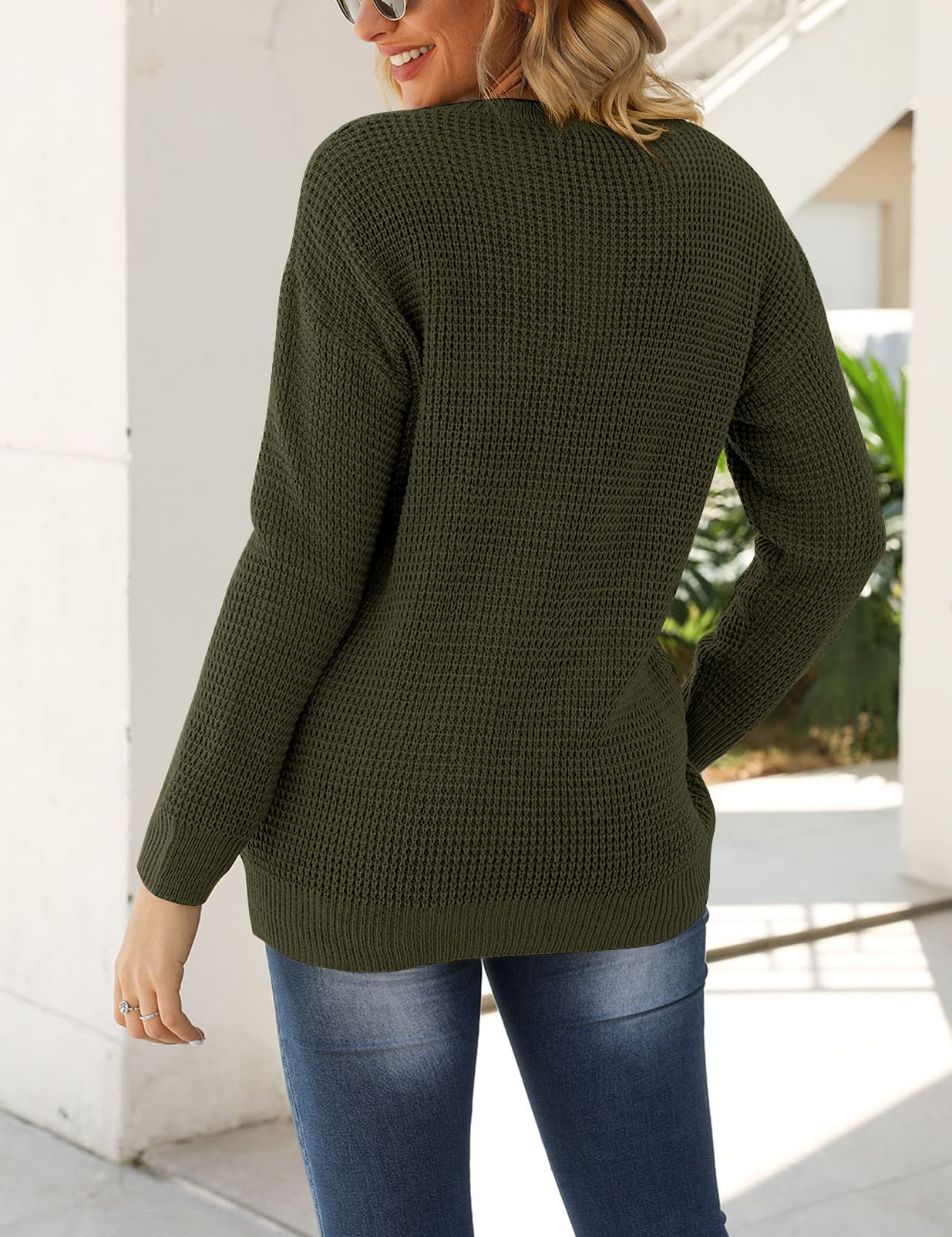 TECREW Women's Waffle Knit Pullover Sweater - Soft Long Sleeve Casual Jumper Top for Fall & Winter | Cozy Loungewear, Office Outfits & Weekend Style