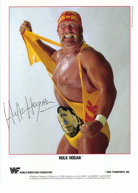 1990 WWF Champion Hulk Hogan Color Autograph Wrestling Collectible - Vintage WWE Memorabilia for Fans & Collectors - Perfect for Display, Gifts, and Wrestling Enthusiasts