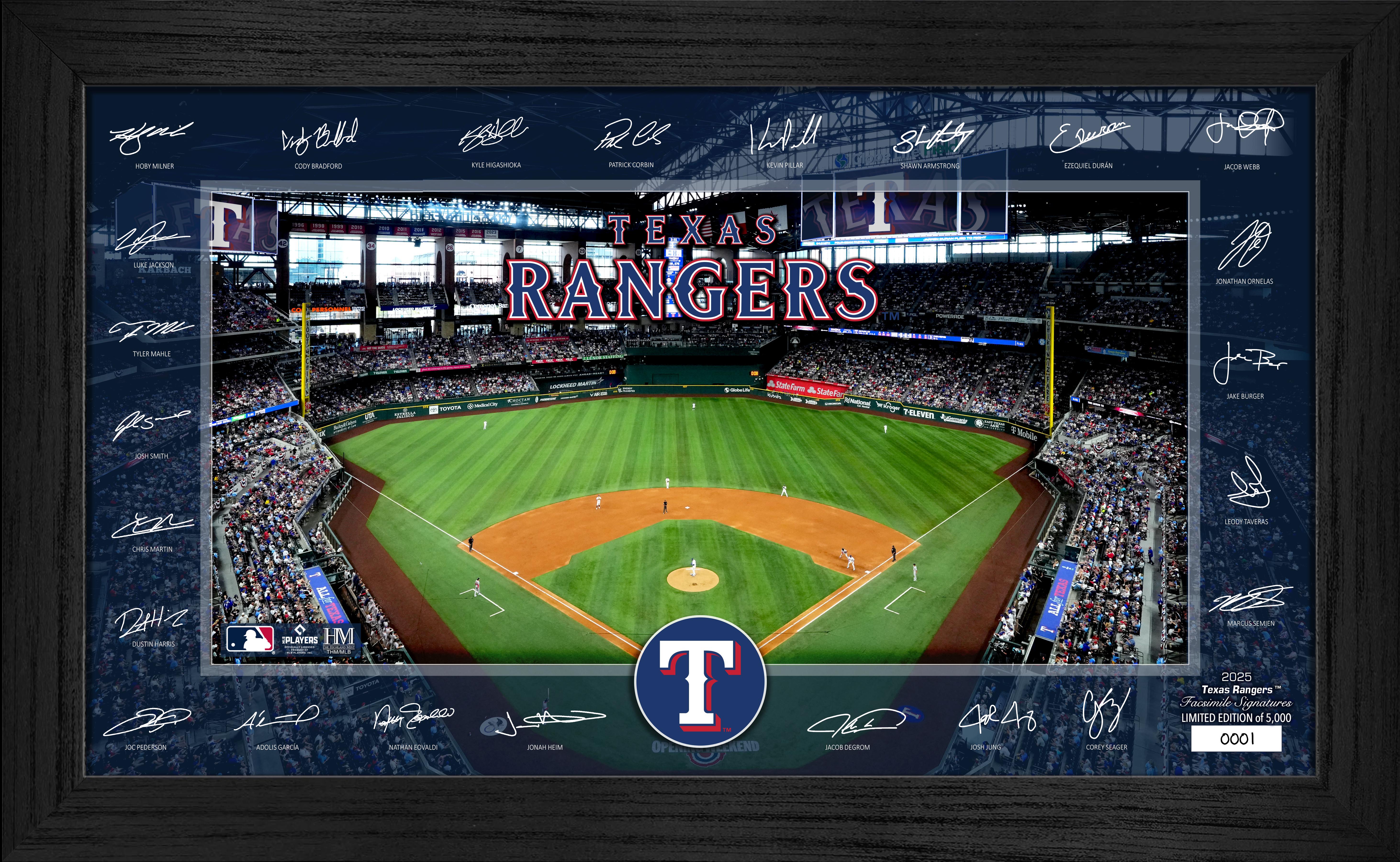 Texas Rangers 2025 Signature Field Frame - Authentic MLB Baseball Display Case for Collectibles & Memorabilia - Perfect for Home, Office, or Sports Fan Cave Decor