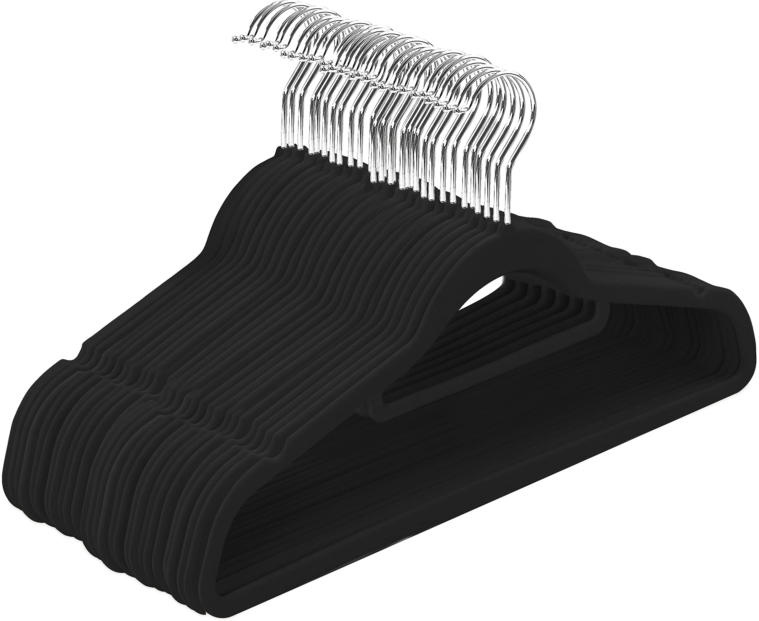 Utopia Home Premium Velvet Hangers 30 Pack - Non-Slip Clothes Hangers with Tie Bar - 360 Degree Rotatable Hook Heavy Duty Coat Hangers for Closet Organization (Black) - Perfect for Wardrobe, Dry Cleaning & Travel