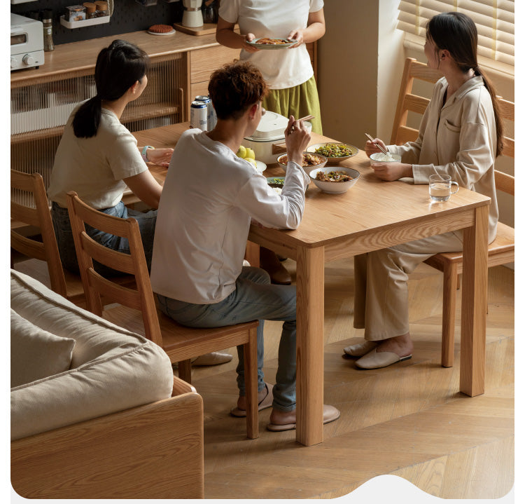 Premium Oak Solid Wood Nordic Dining Table - Modern Scandinavian Style for Kitchen, Dining Room & Small Spaces