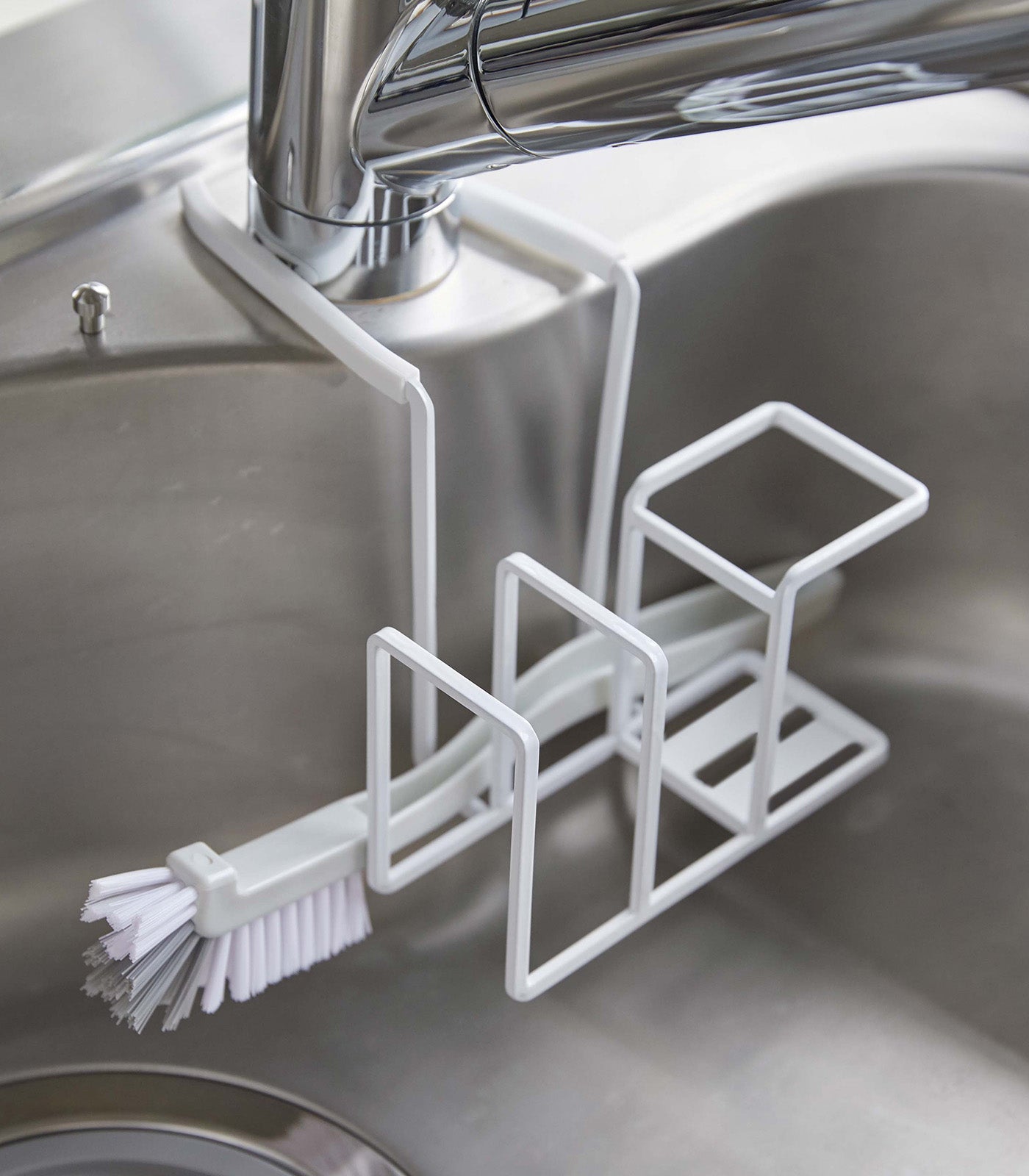 Stainless Steel Faucet Hanging Sponge & Brush Holder - Kitchen Sink Organizer for Dishwashing & Cleaning Tools - Perfect for Home, RV, and Office Use