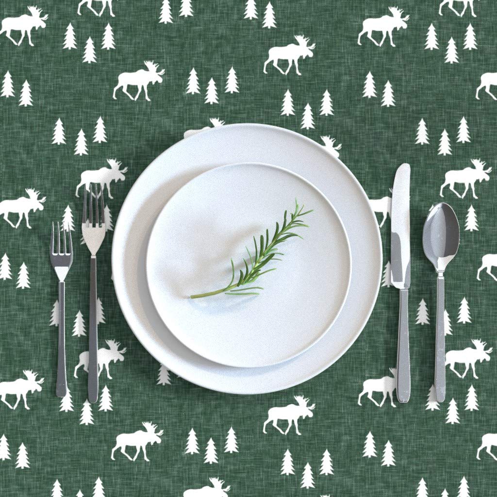 Christmas Moose Silhouette Cotton Sateen Tablecloth 70